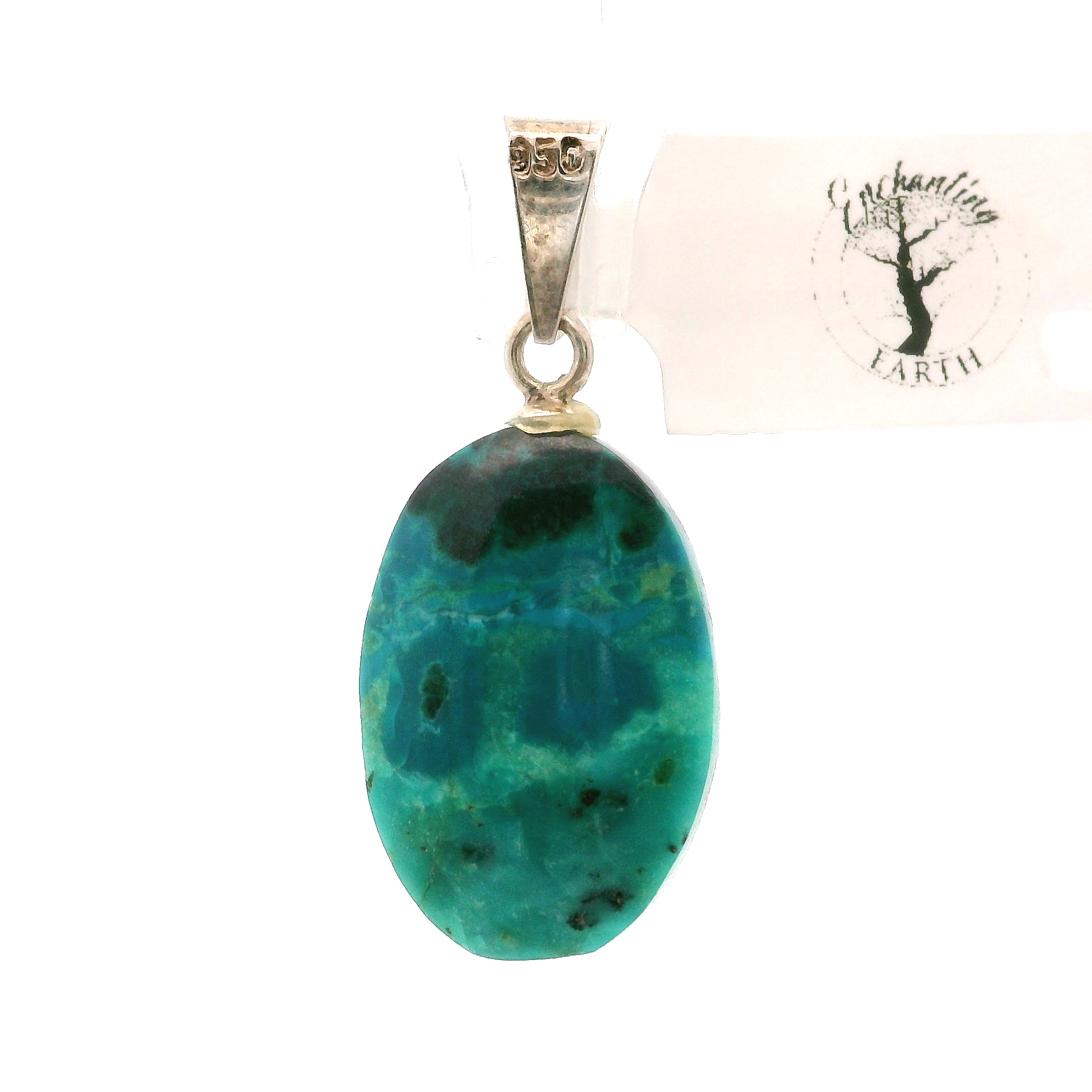 Chrysocolla Malachite Drilled Pendants .925 Silver for Abundance, Protection and Transformation