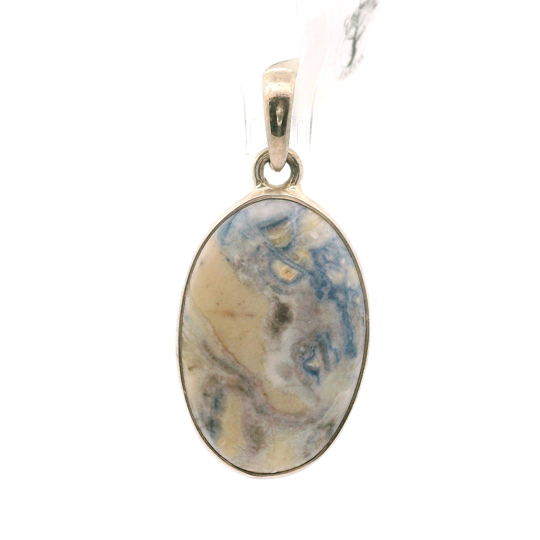 Blue Scheelite Pendant .925 Silver for Peace of Mind and Sleep