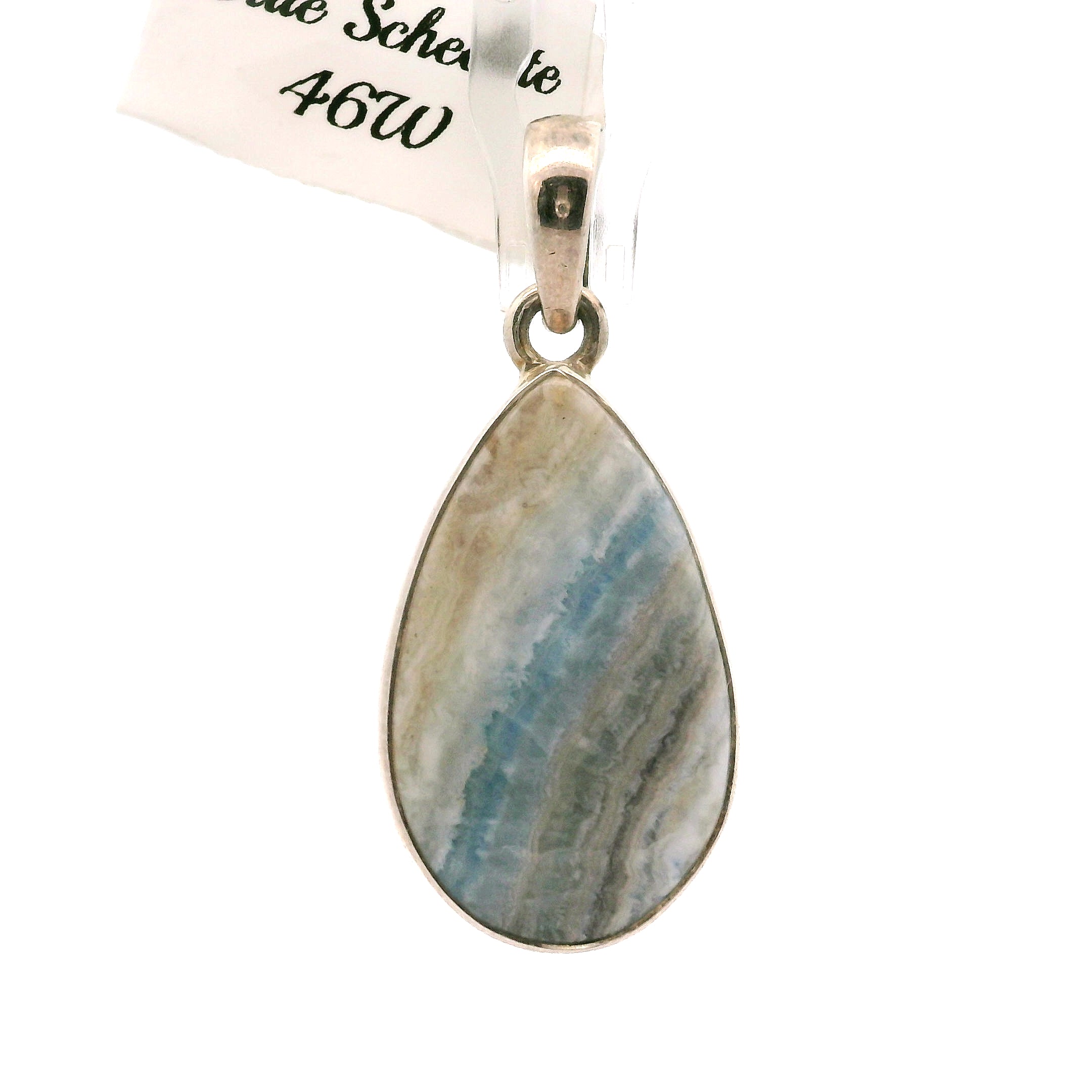 Blue Scheelite Pendant .925 Silver for Peace of Mind and Sleep