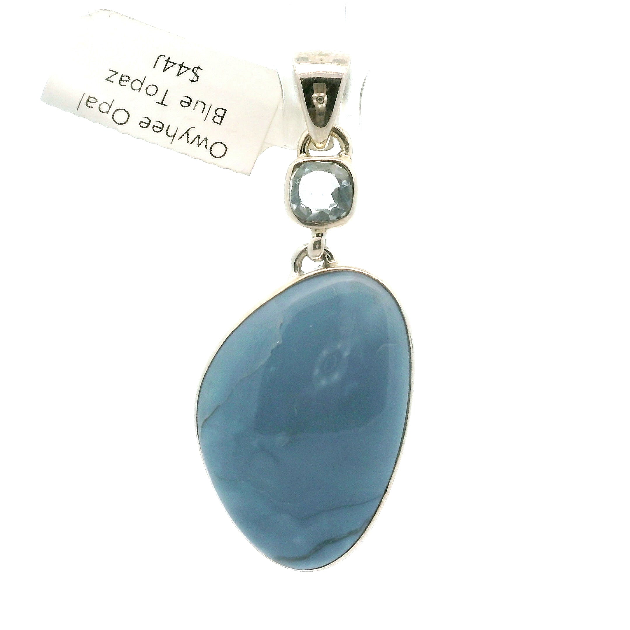 Owyhee Opal with Blue Topaz Pendant .925 Silver for Emotional Healing and Balance