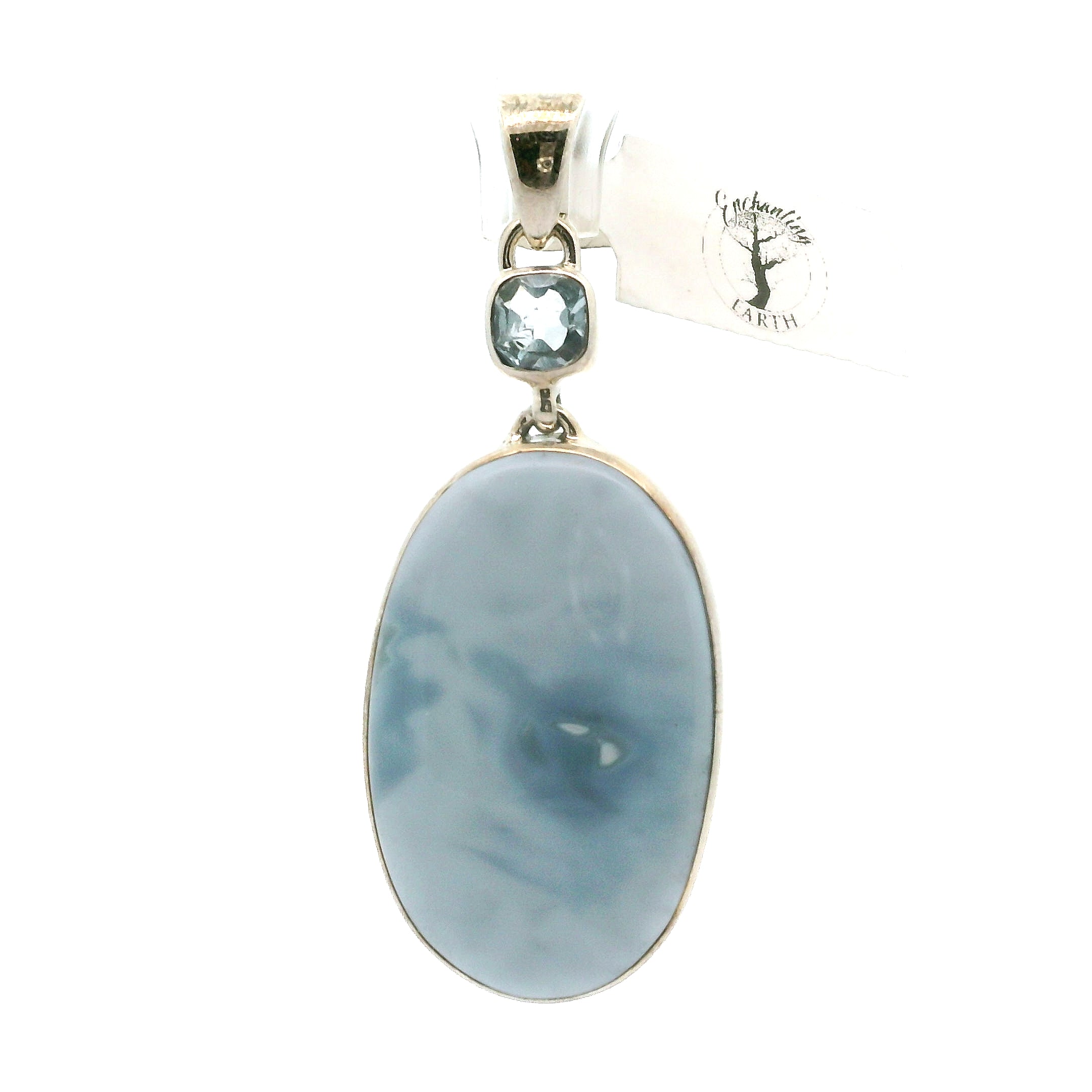Owyhee Opal with Blue Topaz Pendant .925 Silver for Emotional Healing and Balance