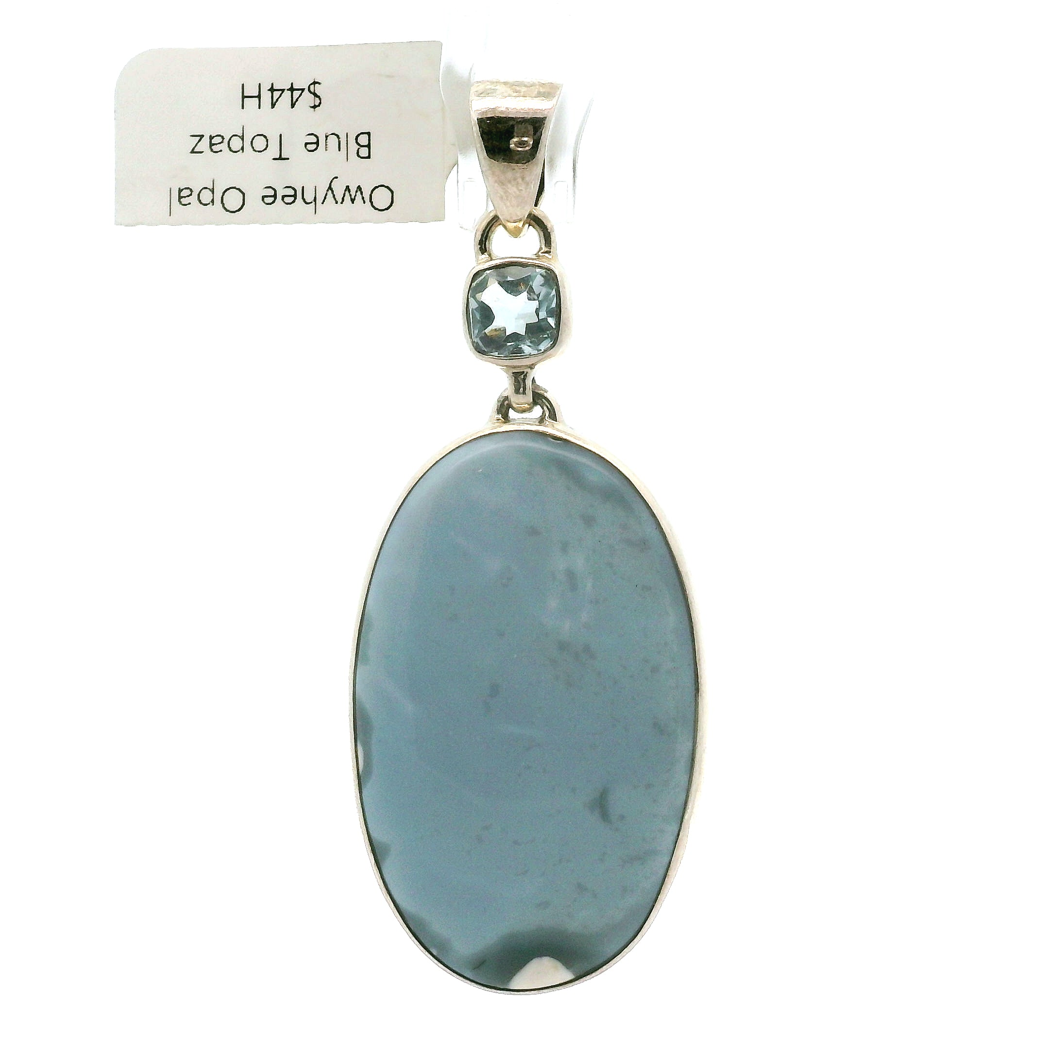 Owyhee Opal with Blue Topaz Pendant .925 Silver for Emotional Healing and Balance
