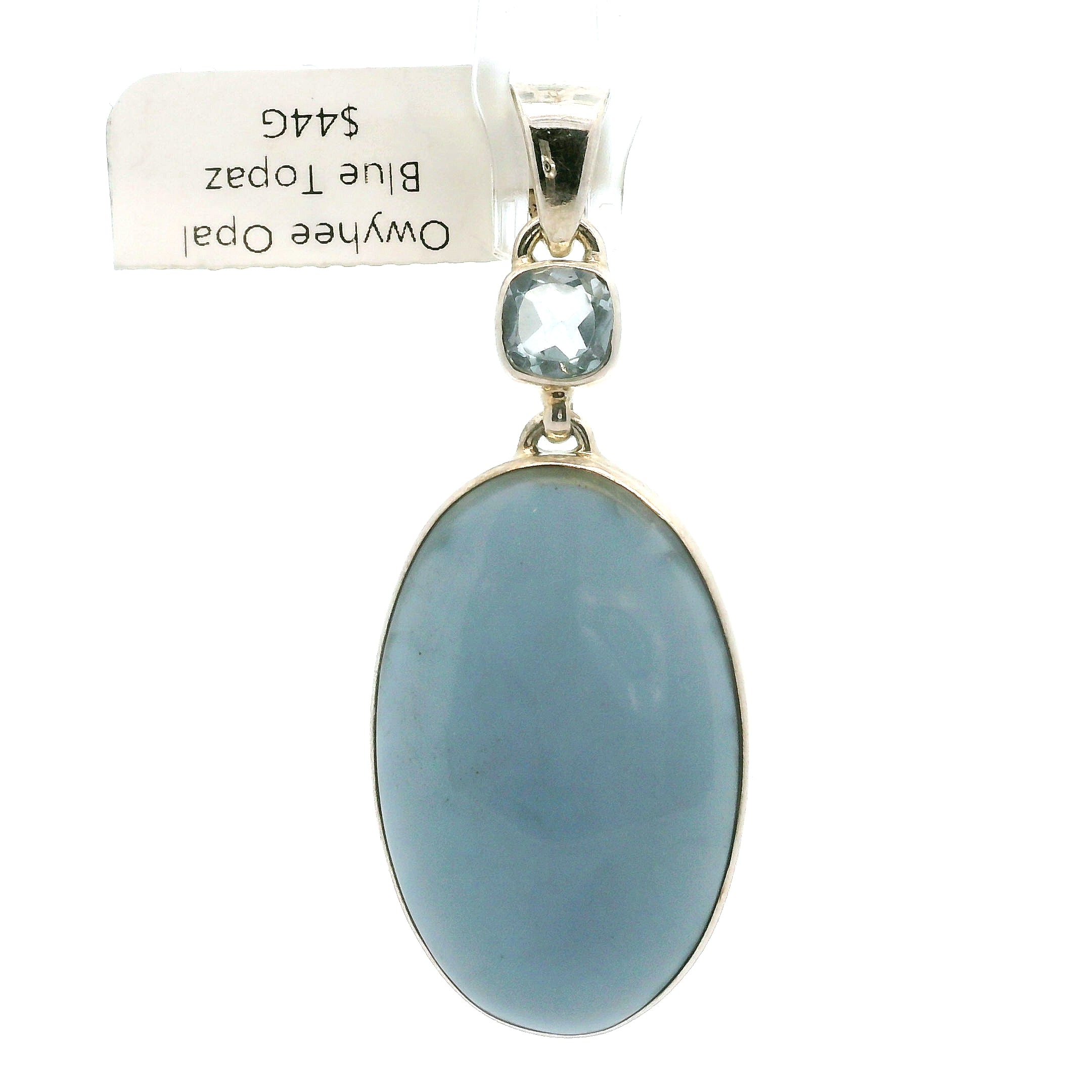 Owyhee Opal with Blue Topaz Pendant .925 Silver for Emotional Healing and Balance