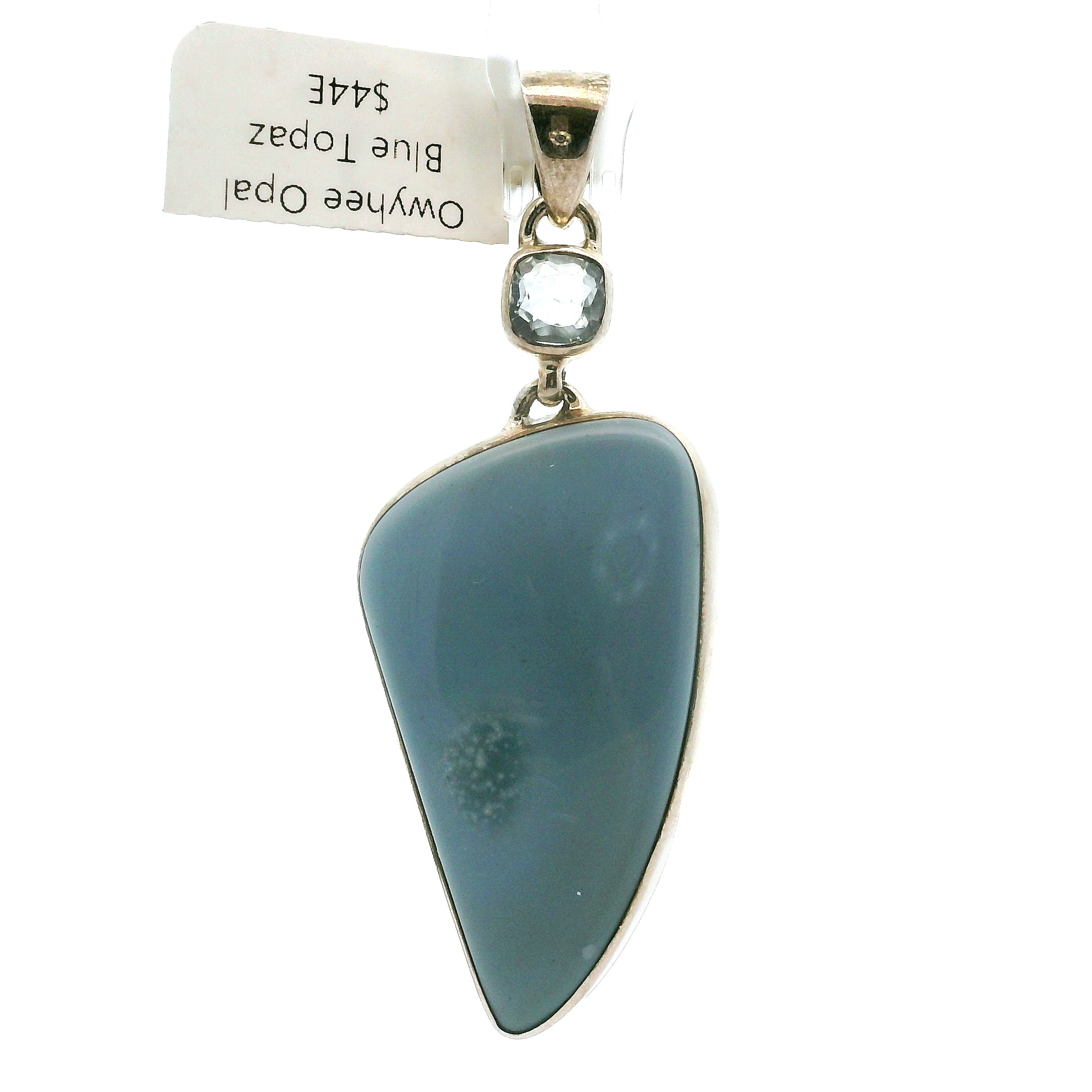 Owyhee Opal with Blue Topaz Pendant .925 Silver for Emotional Healing and Balance