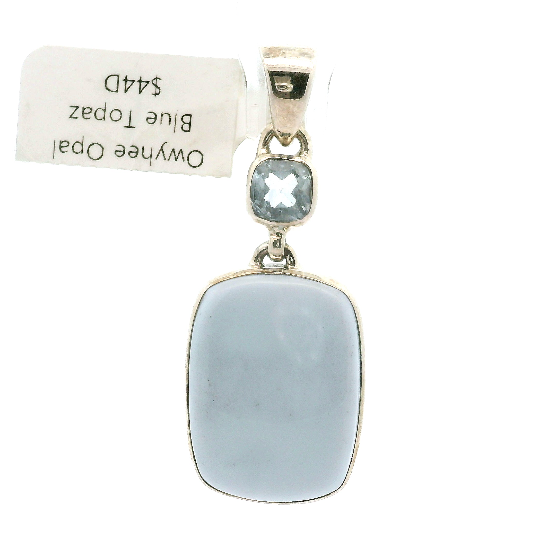 Owyhee Opal with Blue Topaz Pendant .925 Silver for Emotional Healing and Balance