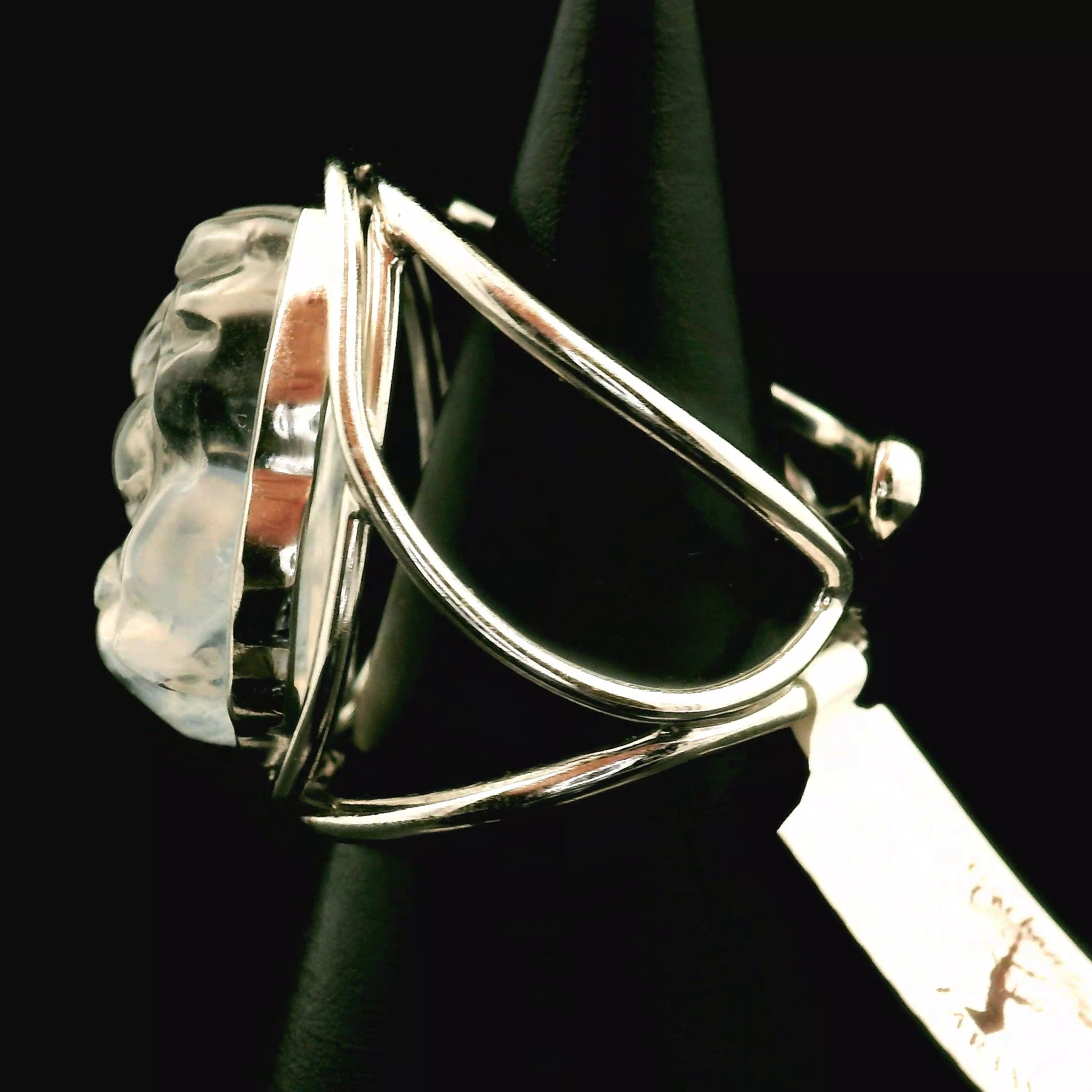 Blue Smoke Lemurian Quartz  Ninetails Cuff Ring .925 Silver for Ascension, Connection with Guides and Meditation