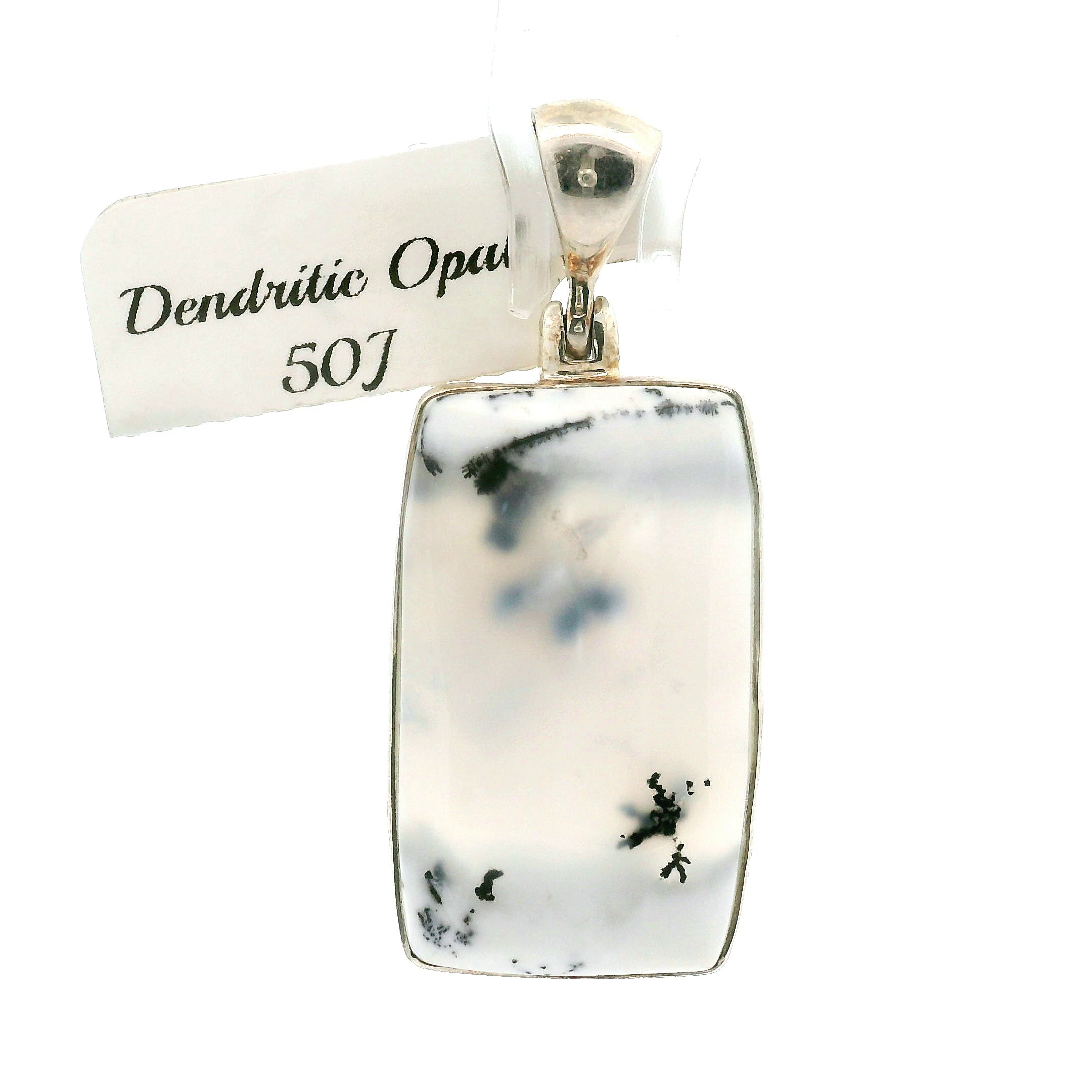 Dendritic Opal Moon Pendant .925 Sterling Silver for Inspiration and Spiritual Communication