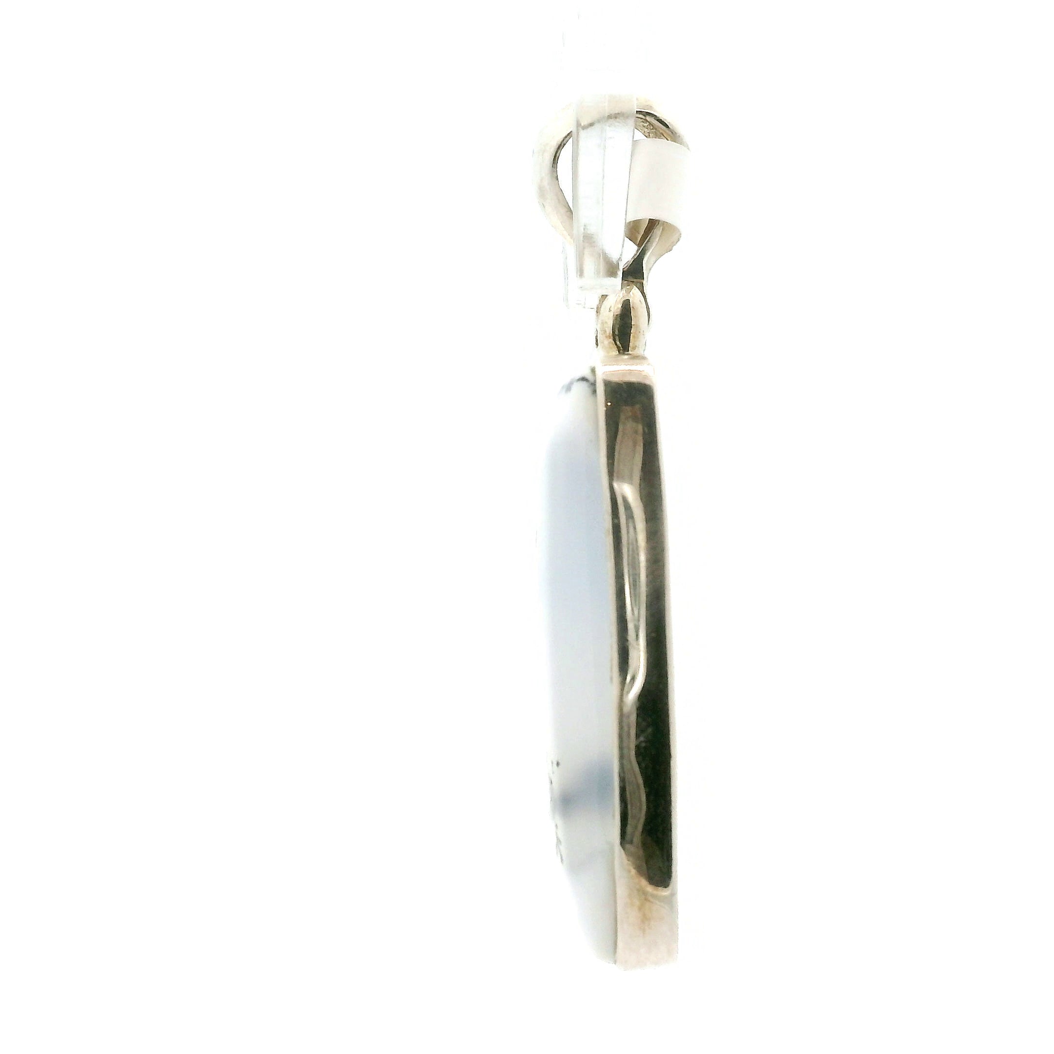 Dendritic Opal Moon Pendant .925 Sterling Silver for Inspiration and Spiritual Communication