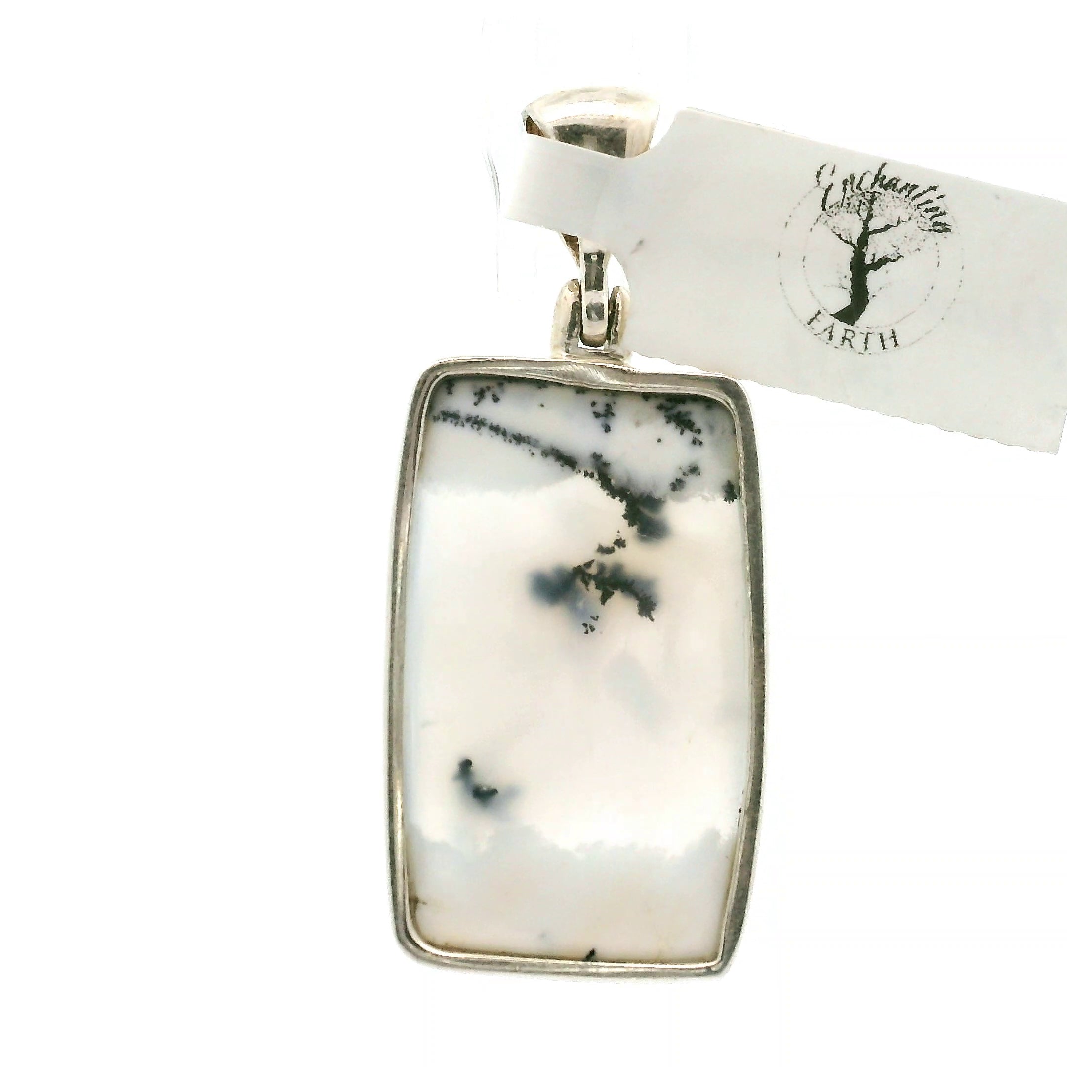 Dendritic Opal Moon Pendant .925 Sterling Silver for Inspiration and Spiritual Communication