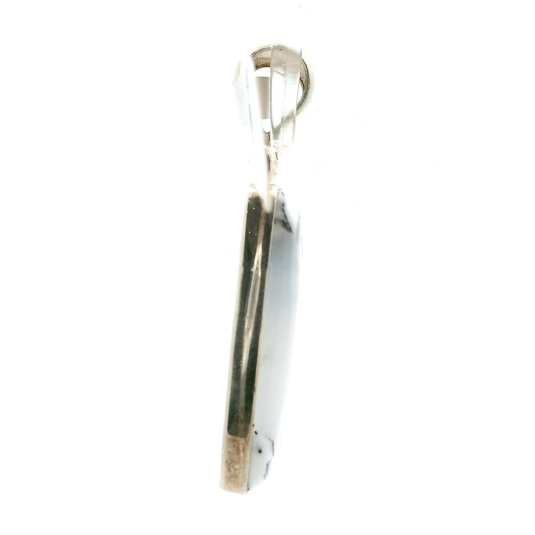 Dendritic Opal Moon Pendant .925 Sterling Silver for Inspiration and Spiritual Communication