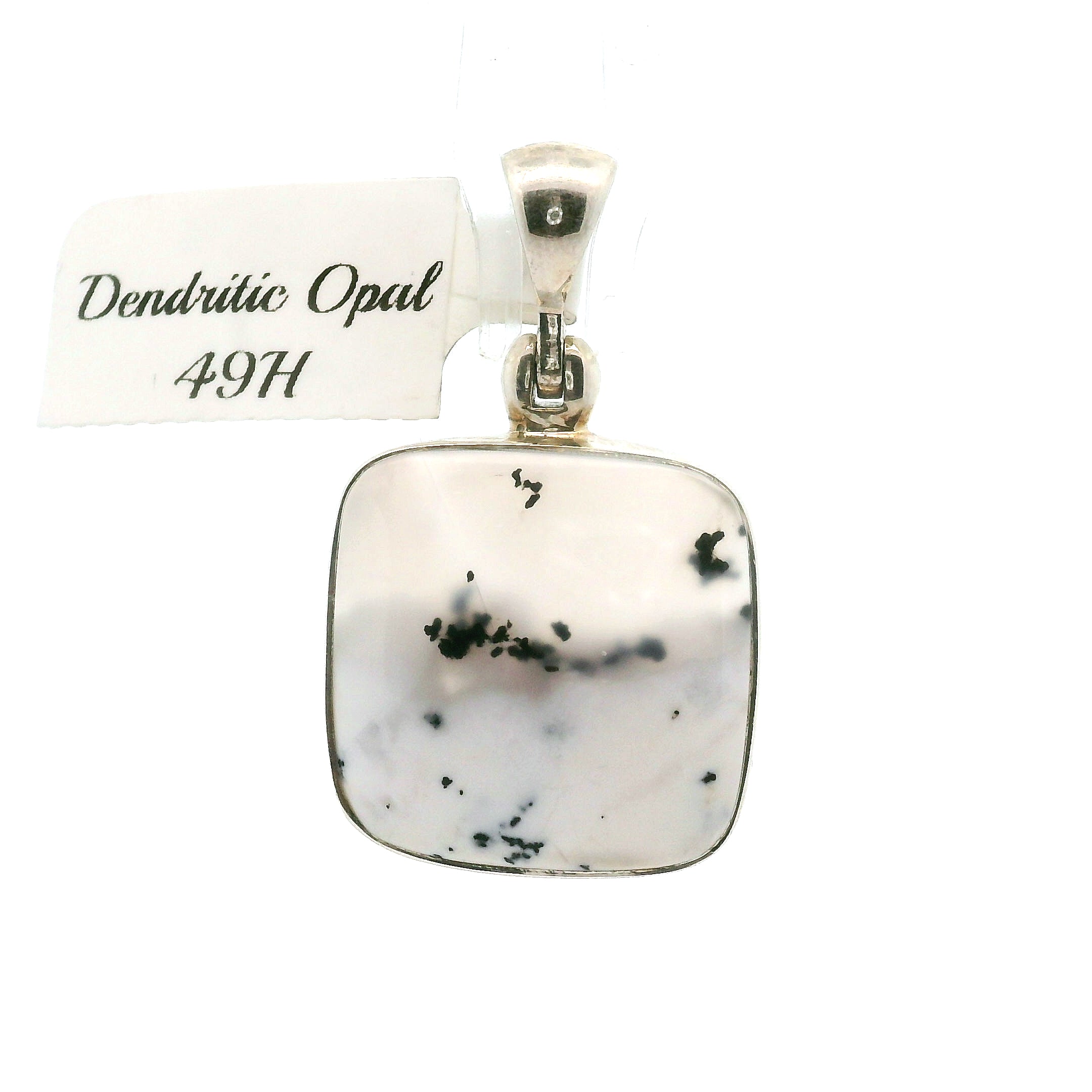 Dendritic Opal Moon Pendant .925 Sterling Silver for Inspiration and Spiritual Communication