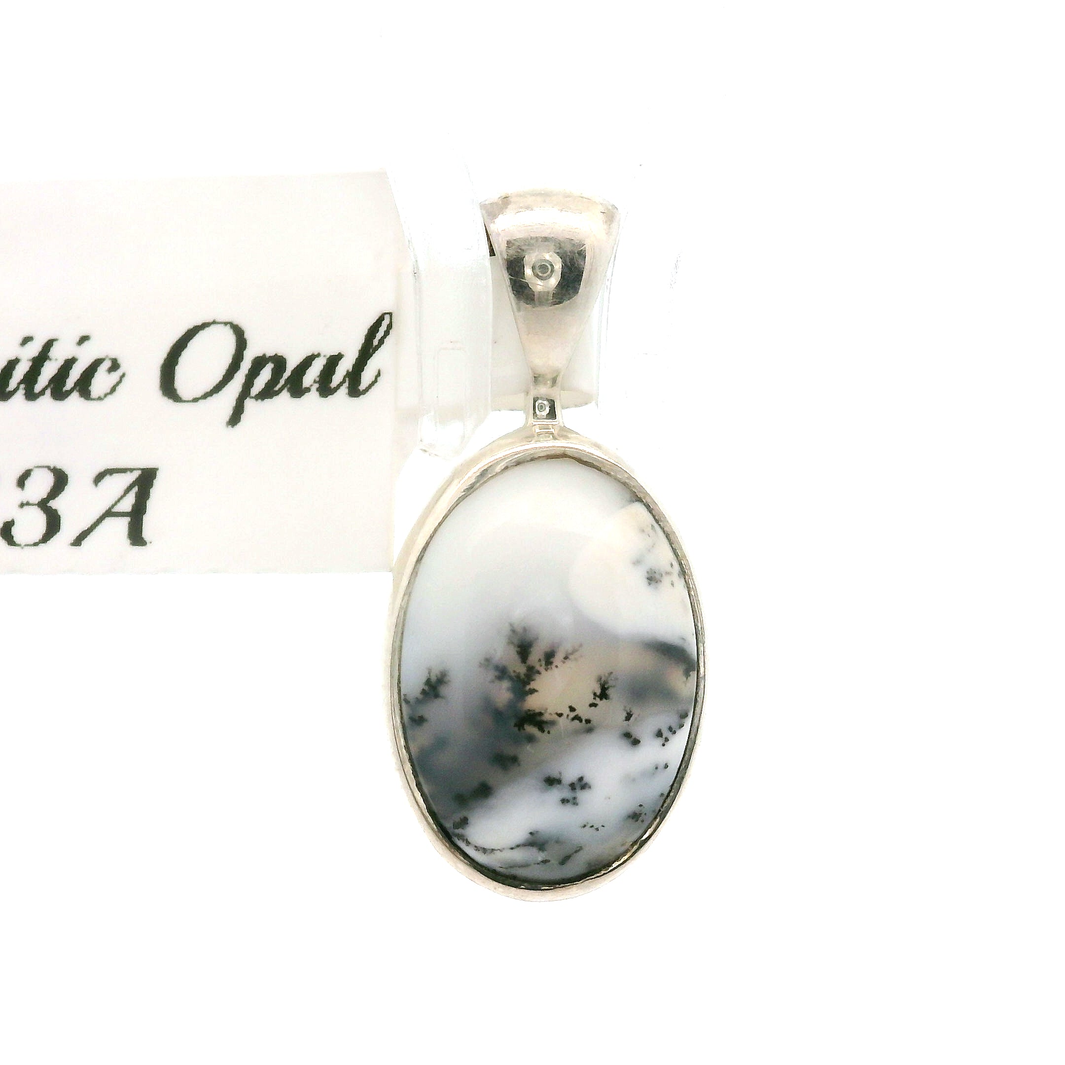 Dendritic Opal Moon Pendant .925 Sterling Silver for Inspiration and Spiritual Communication