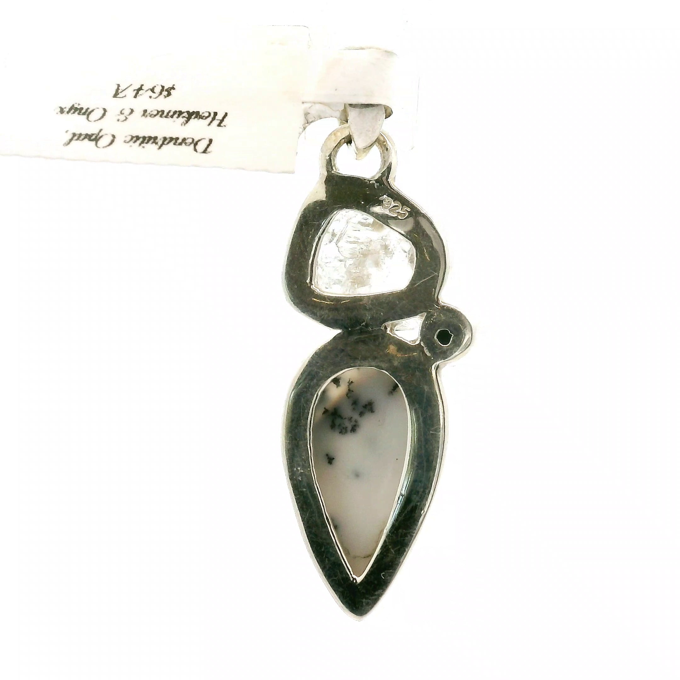 Dendritic Opal Moon Multi-Stone Pendant .925 Sterling Silver for Inspiration and Spiritual Communication