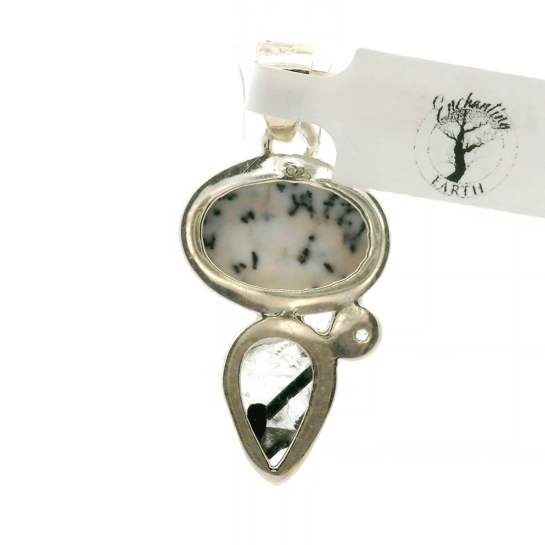 Dendritic Opal Moon Multi-Stone Pendant .925 Sterling Silver for Inspiration and Spiritual Communication