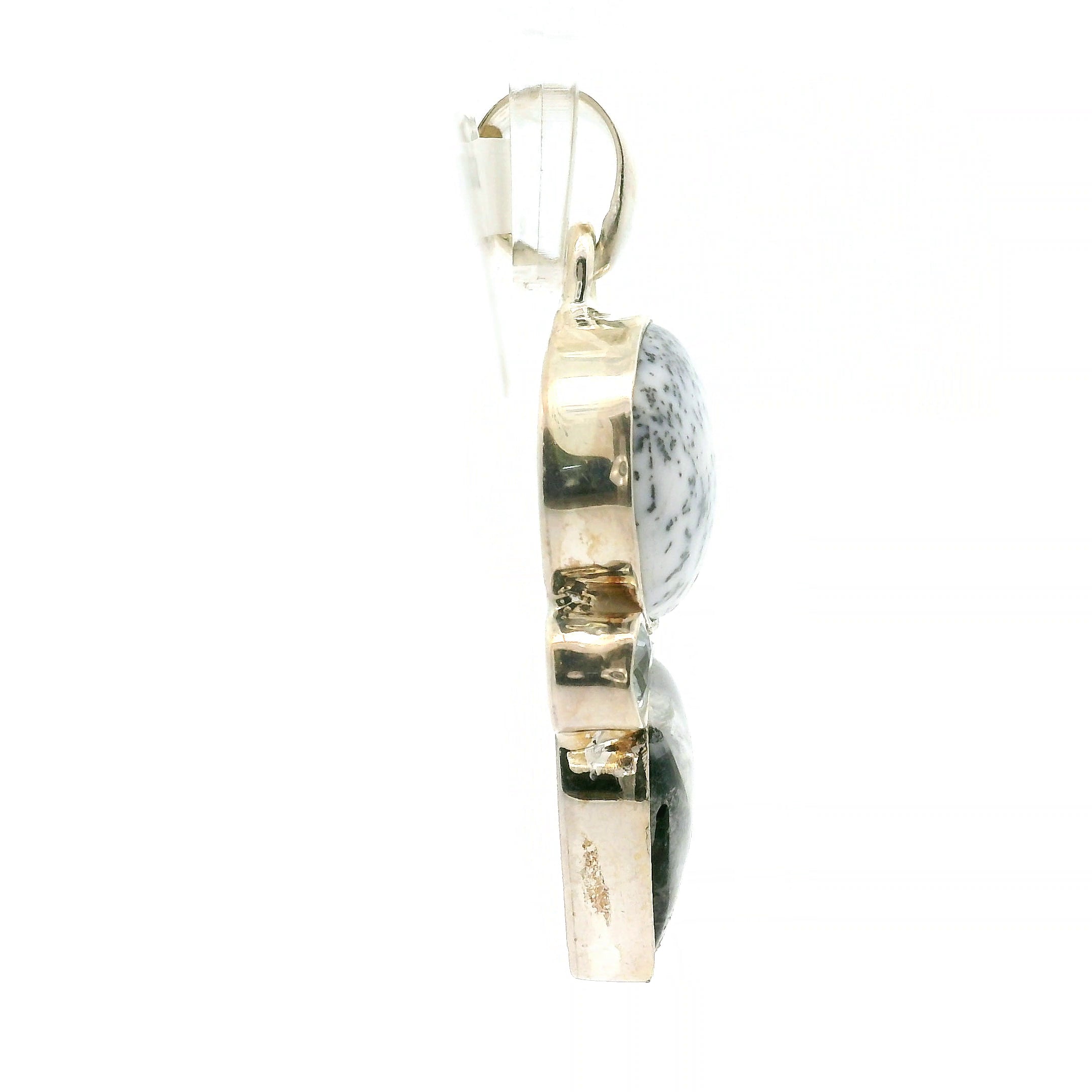 Dendritic Opal Moon Multi-Stone Pendant .925 Sterling Silver for Inspiration and Spiritual Communication
