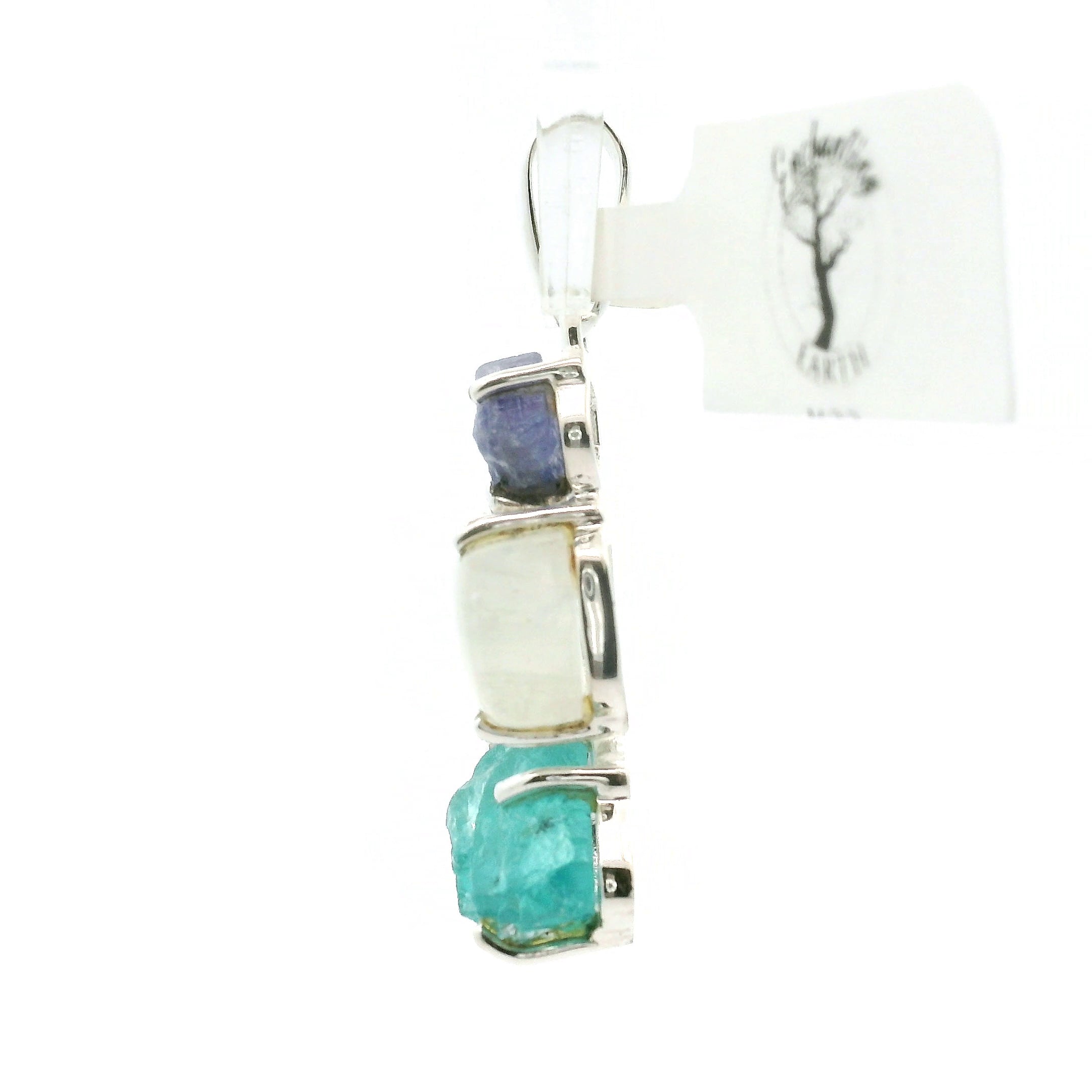 Tanzanite, Moonstone and Blue Apatite Pendant .925 Silver for Overall Health and Wellness