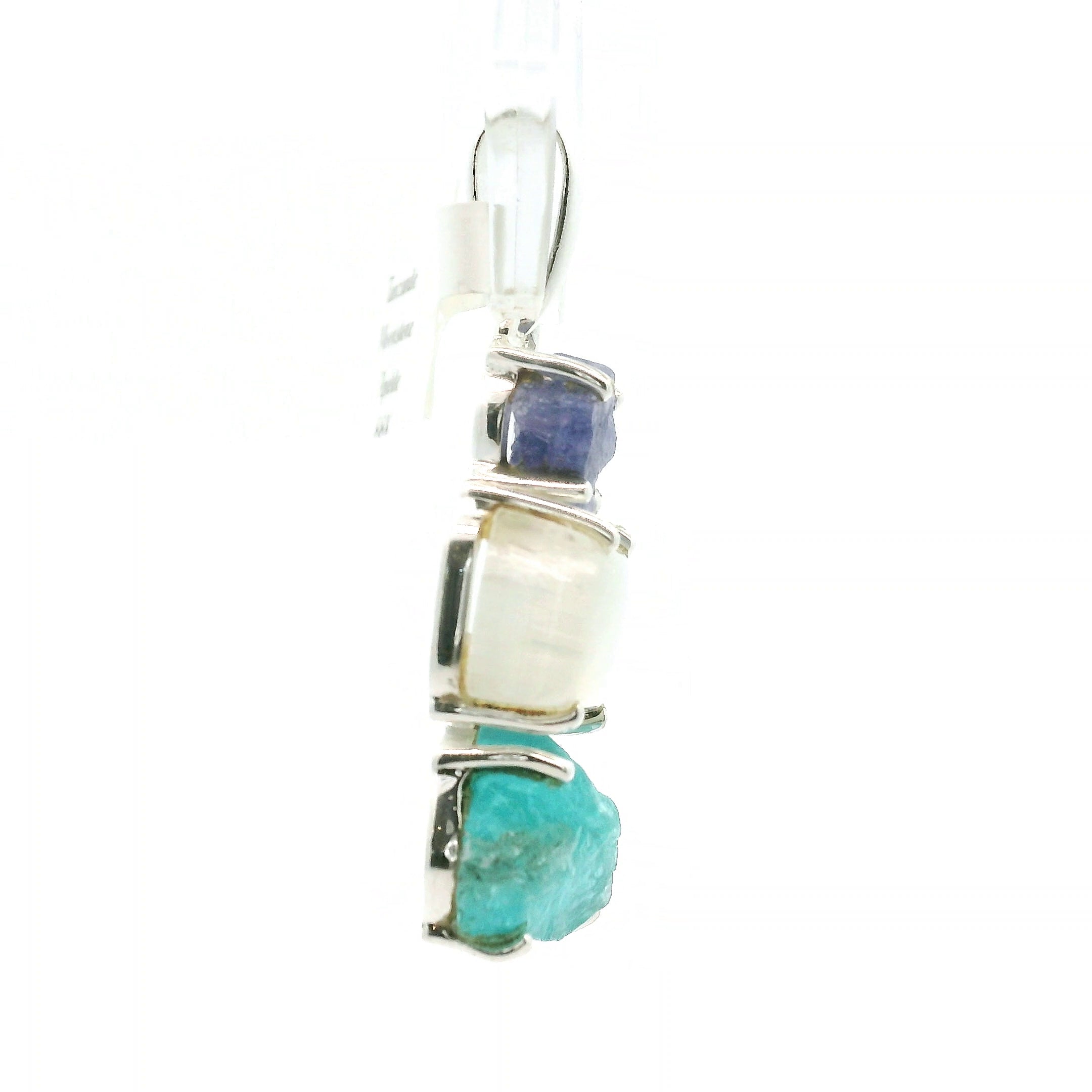 Tanzanite, Moonstone and Blue Apatite Pendant .925 Silver for Overall Health and Wellness
