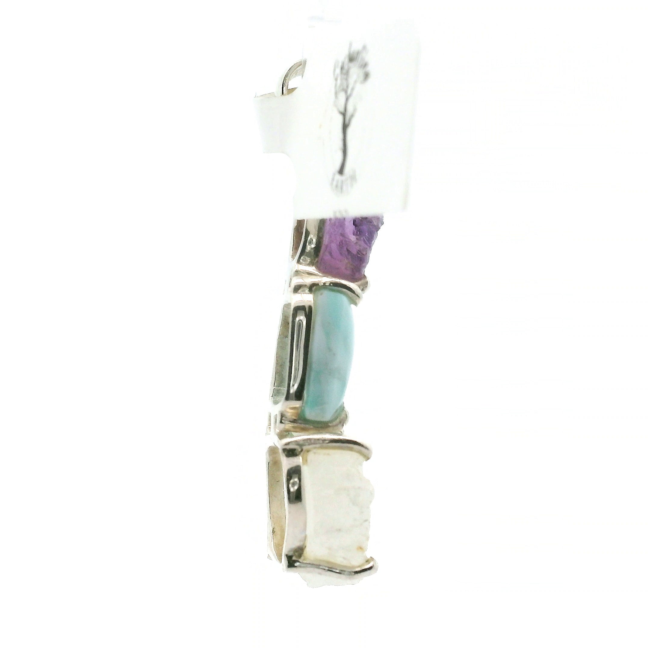 Amethyst, Moonstone and Larimar Pendant .925 Silver for Overall Health and Wellness