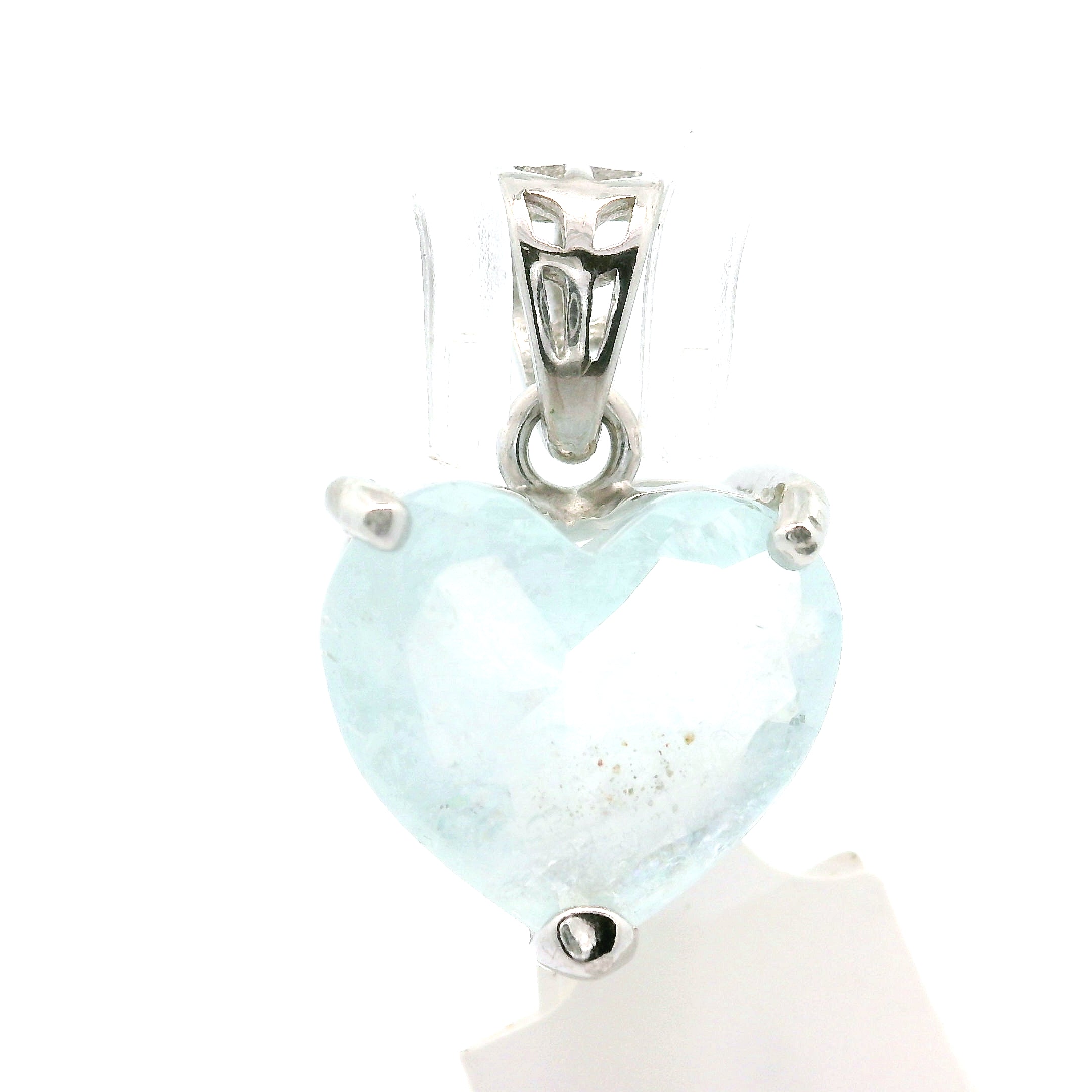 Shimmerine Aquamarine Heart Pendant .925 Silver for Allowing Your Truth & Individuality to Shine