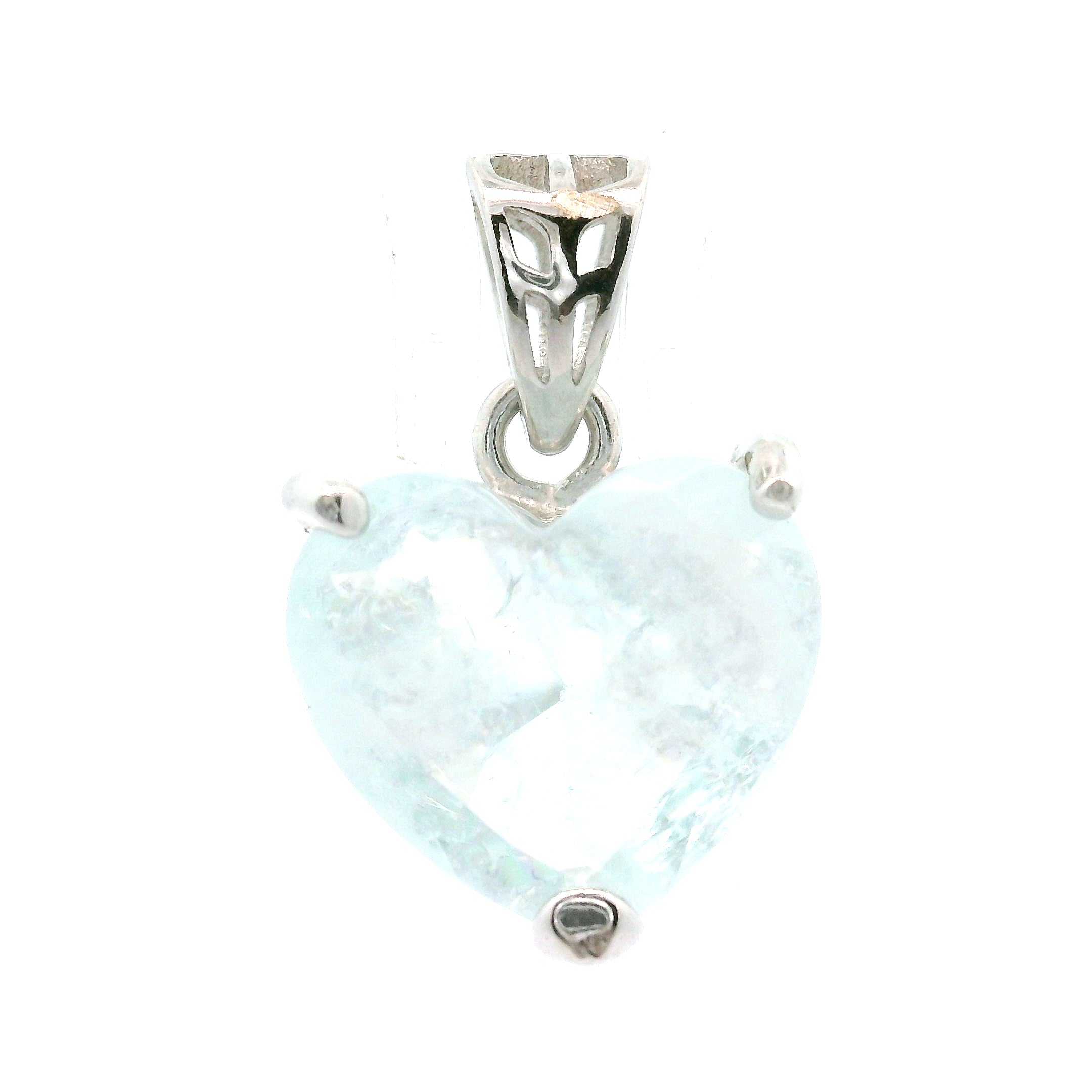 Shimmerine Aquamarine Heart Pendant .925 Silver for Allowing Your Truth & Individuality to Shine