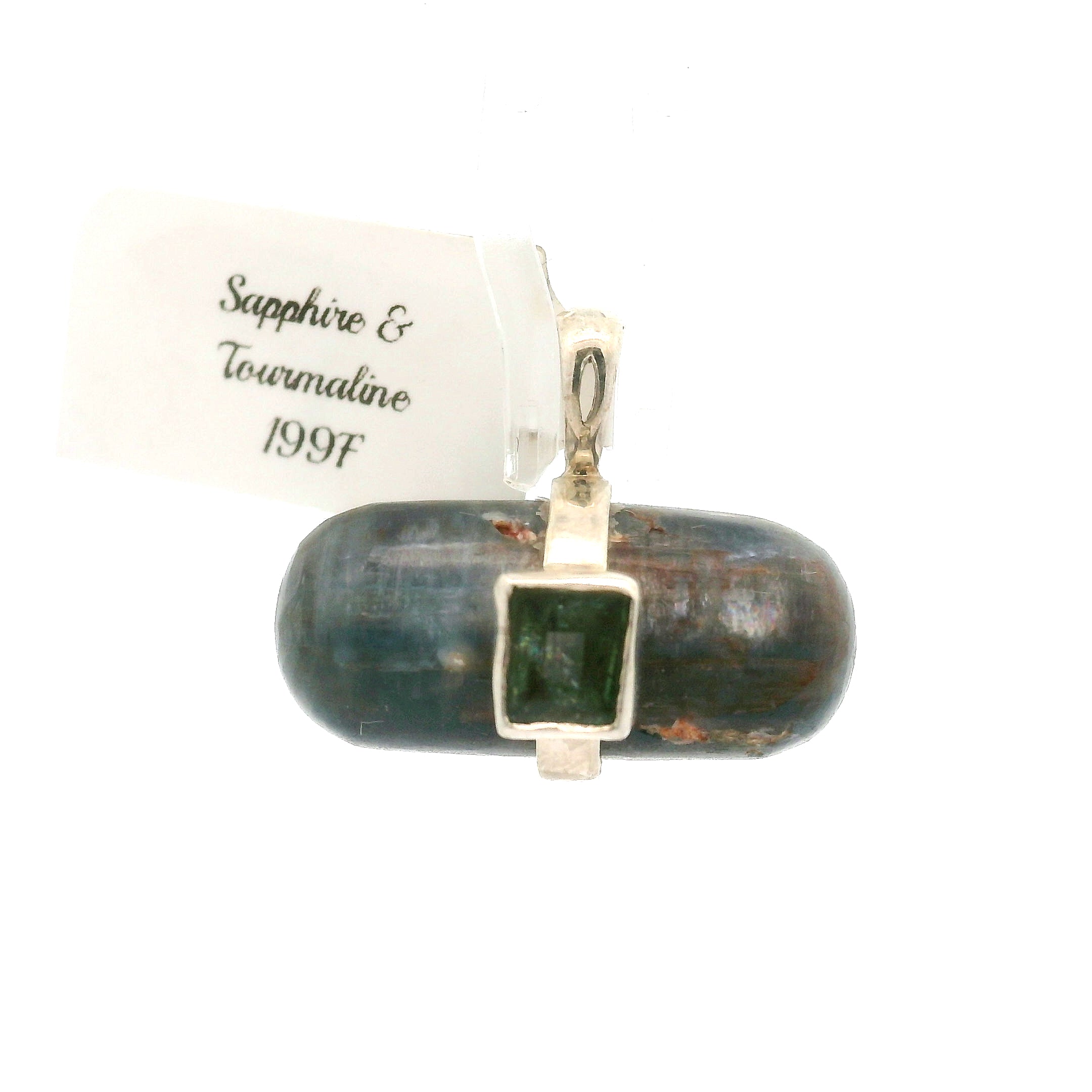 Blue Sapphire with Tourmaline Pendants .925 Sterling Silver for Passion, Personal Power and Energy
