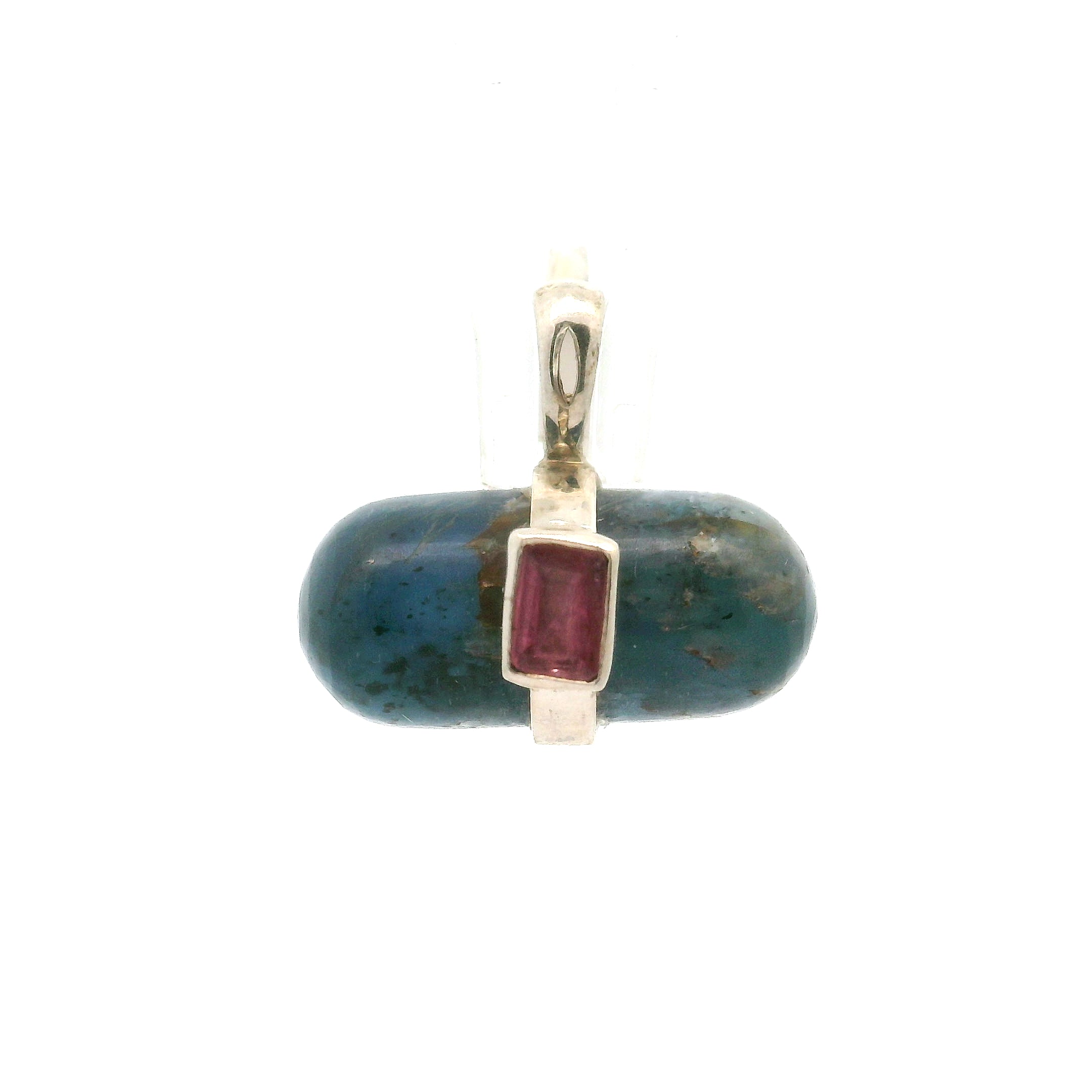 Blue Sapphire with Tourmaline Pendants .925 Sterling Silver for Passion, Personal Power and Energy