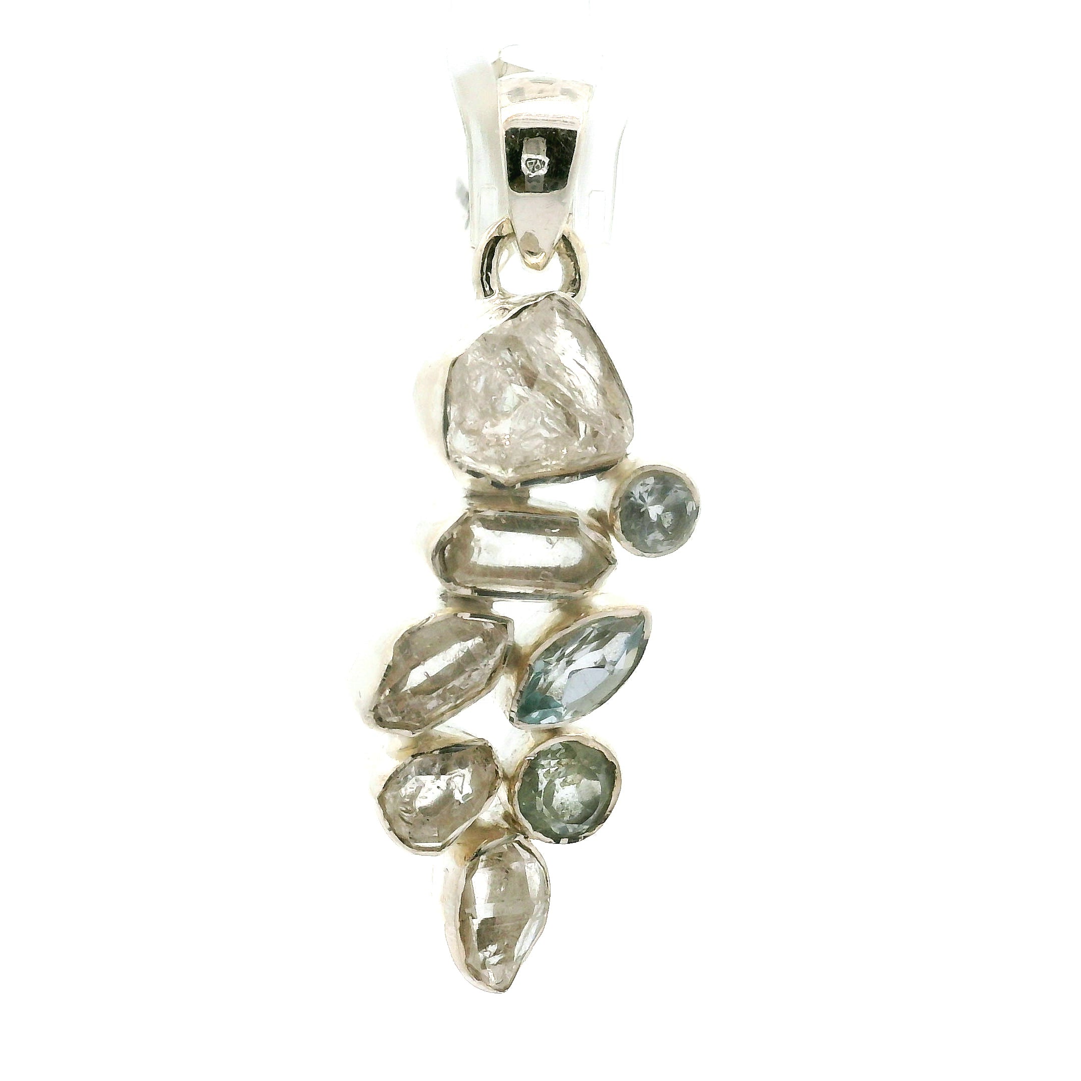 Blue Topaz Multi-Stone Pendant .925 Silver for Higher Levels of Awareness, Peaceful Communication and Clarity