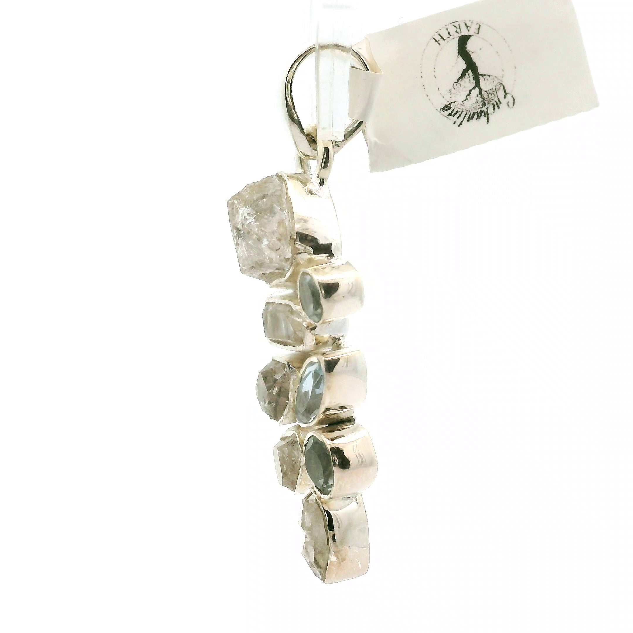 Blue Topaz Multi-Stone Pendant .925 Silver for Higher Levels of Awareness, Peaceful Communication and Clarity