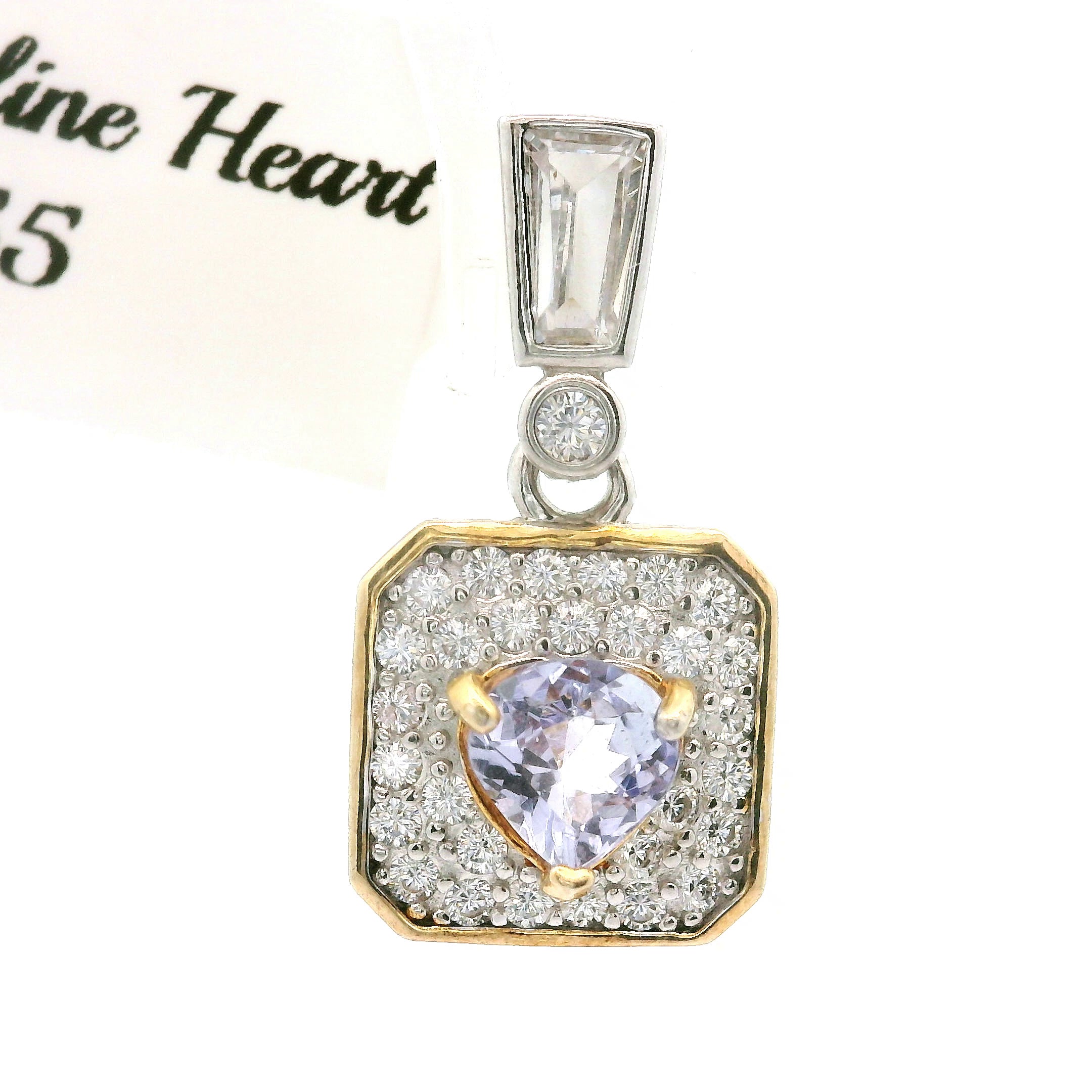 Tanzanite Heart Pendant .925 Silver with Gold Edging for Elevating your Consciousness