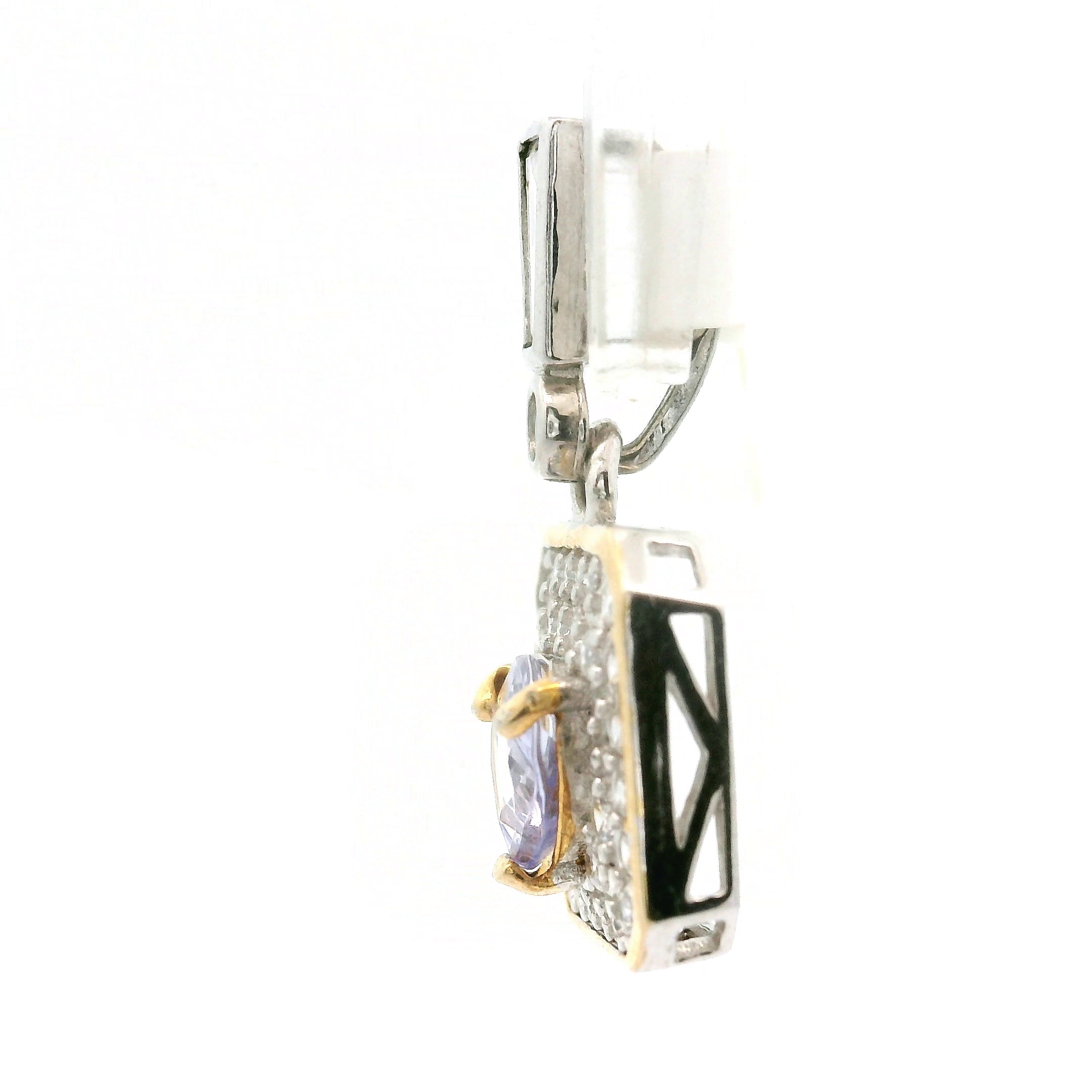 Tanzanite Heart Pendant .925 Silver with Gold Edging for Elevating your Consciousness