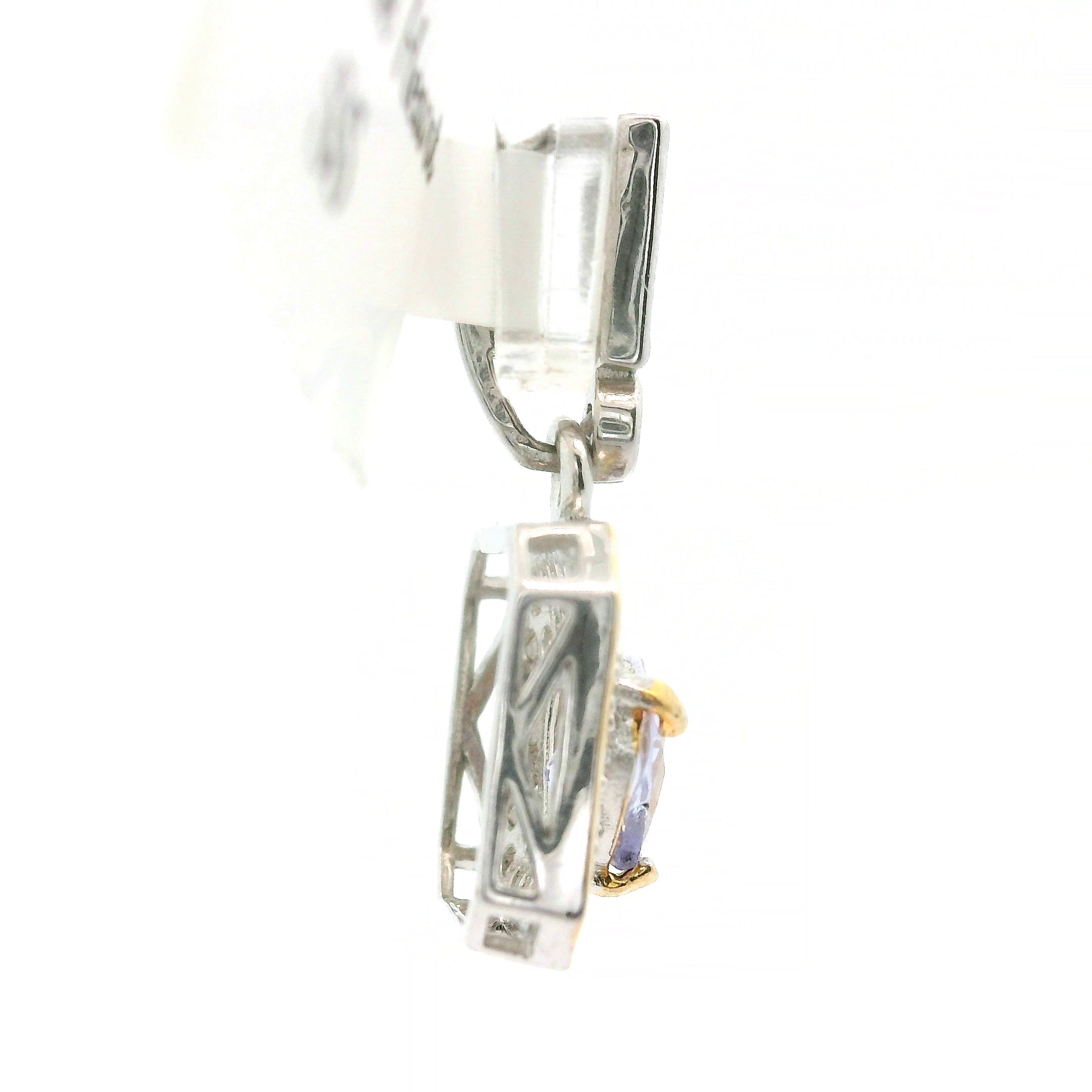 Tanzanite Heart Pendant .925 Silver with Gold Edging for Elevating your Consciousness