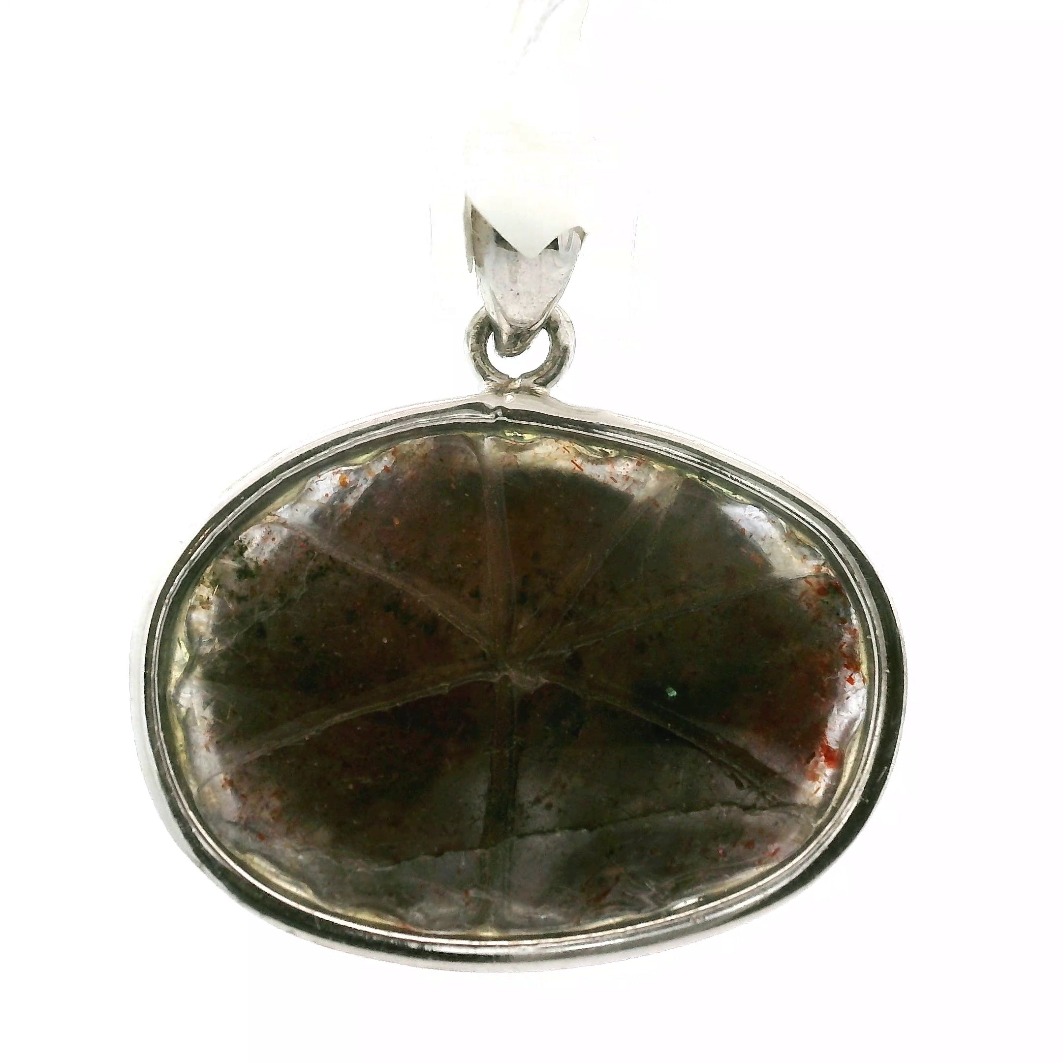 Iolite Sunstone Carved Lotus Pendant .925 Silver for Confidence and Clear Vision