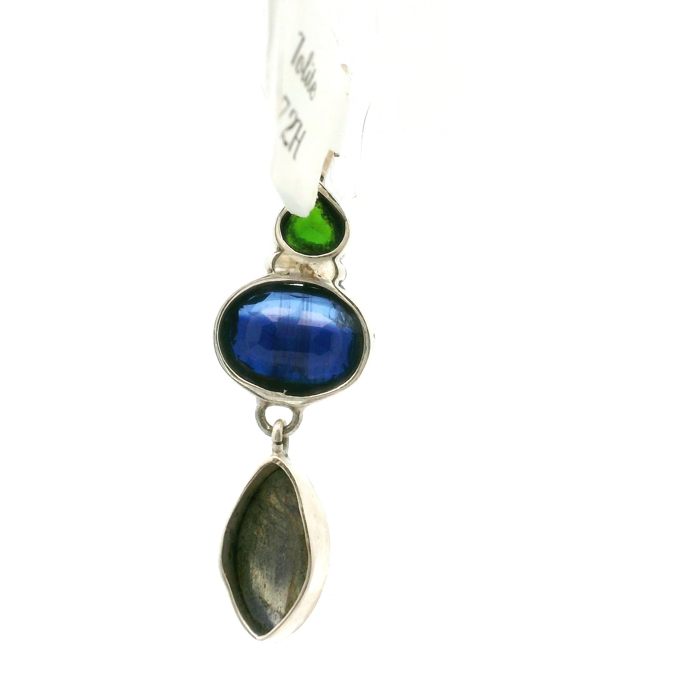 Iolite, Labradorite and Chrome Diopside Pendant .925 Silver for Transformation and Boosting your Life Force Energy
