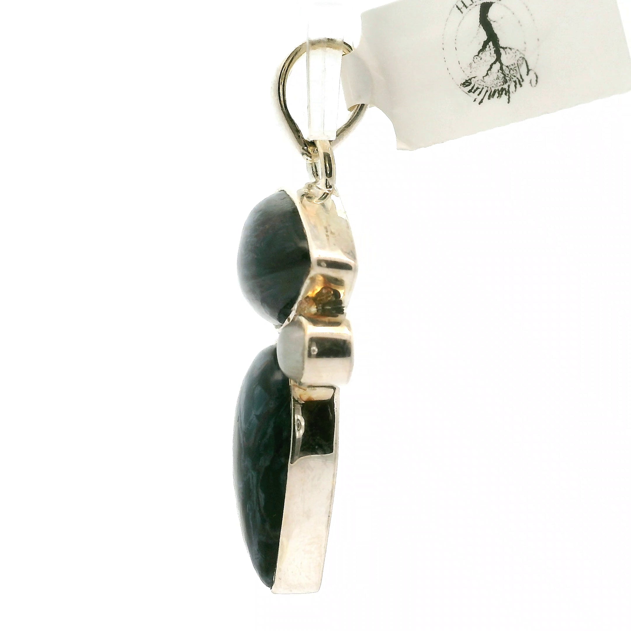 Pietersite with Moonstone Pendant .925 Silver for Intuition, Transformation and Willpower