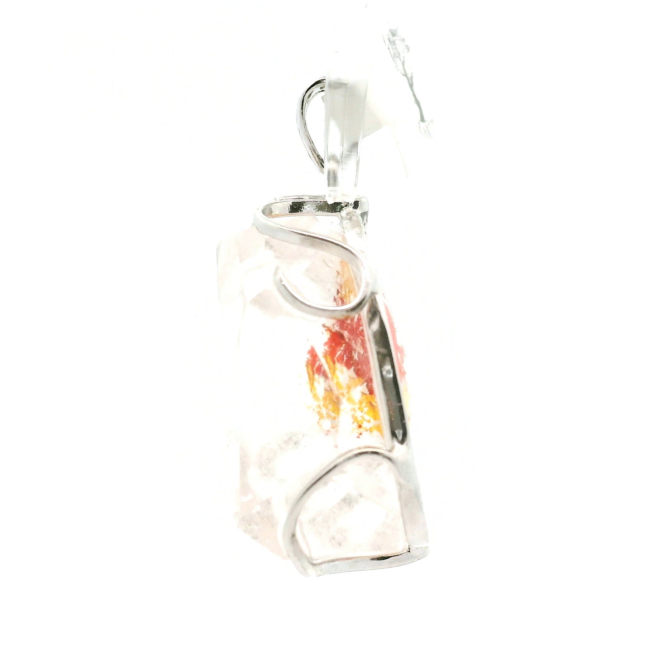 Koi Quartz Freeform Pendant .925 Sterling Silver for Spiritual Transformation