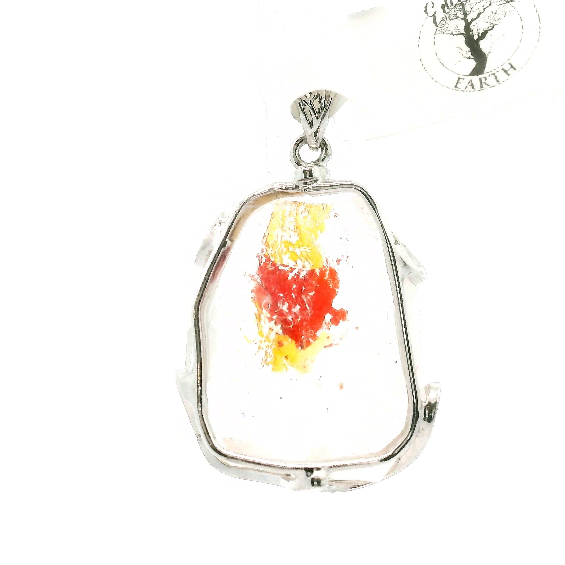 Koi Quartz Freeform Pendant .925 Sterling Silver for Spiritual Transformation