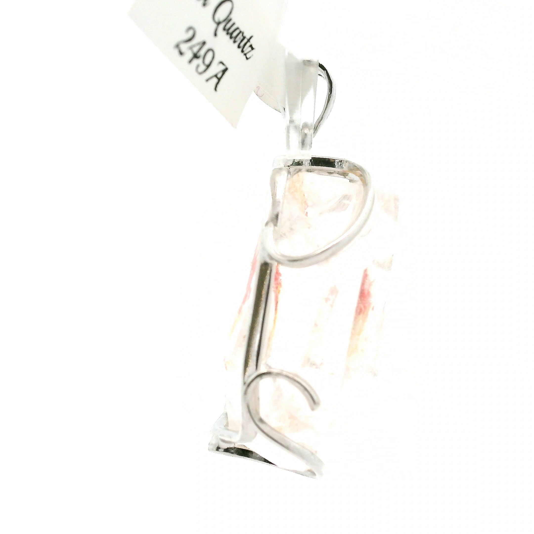 Koi Quartz Freeform Pendant .925 Sterling Silver for Spiritual Transformation