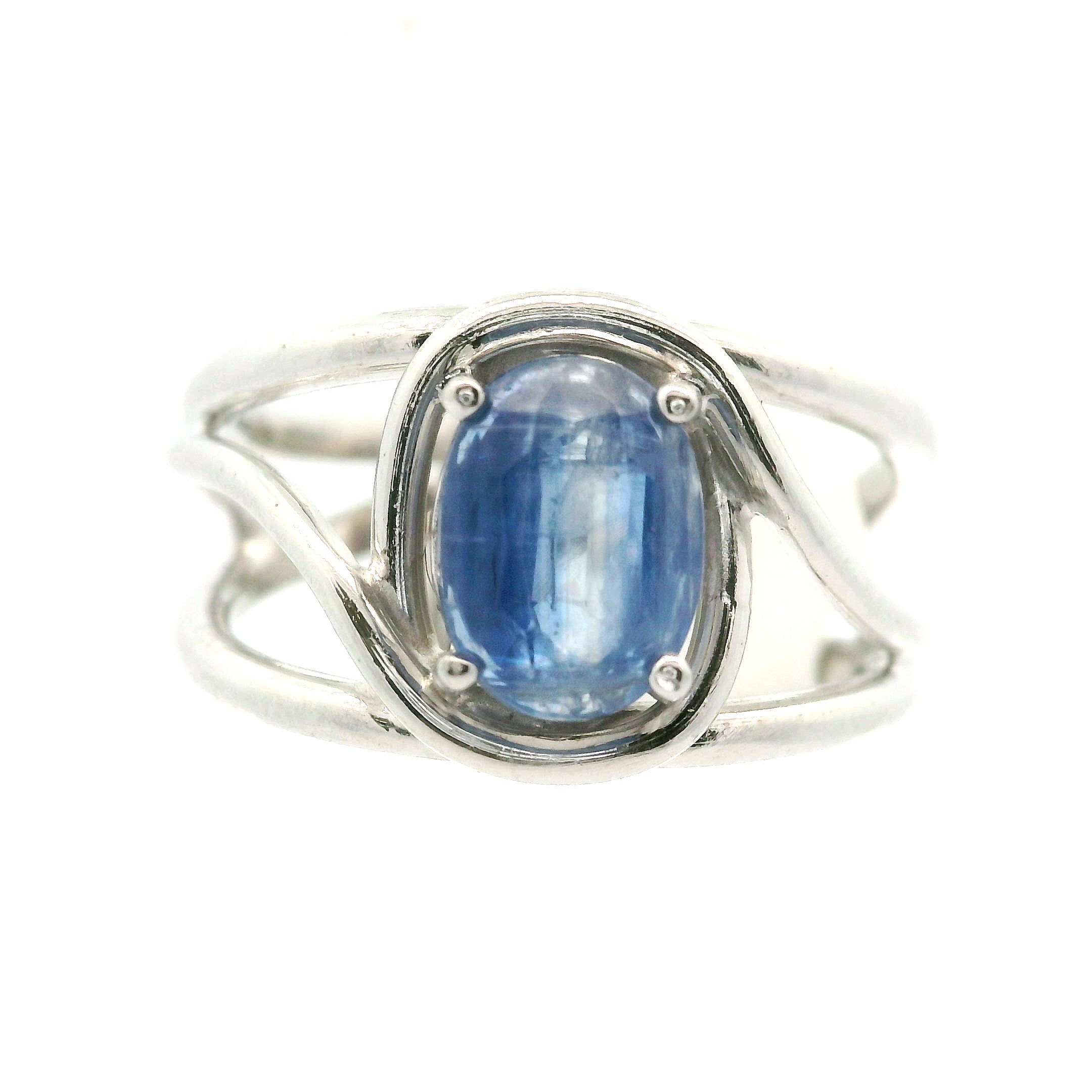 Kyanite Cuff Ring .925 Silver for Energetic Clearing and Purification