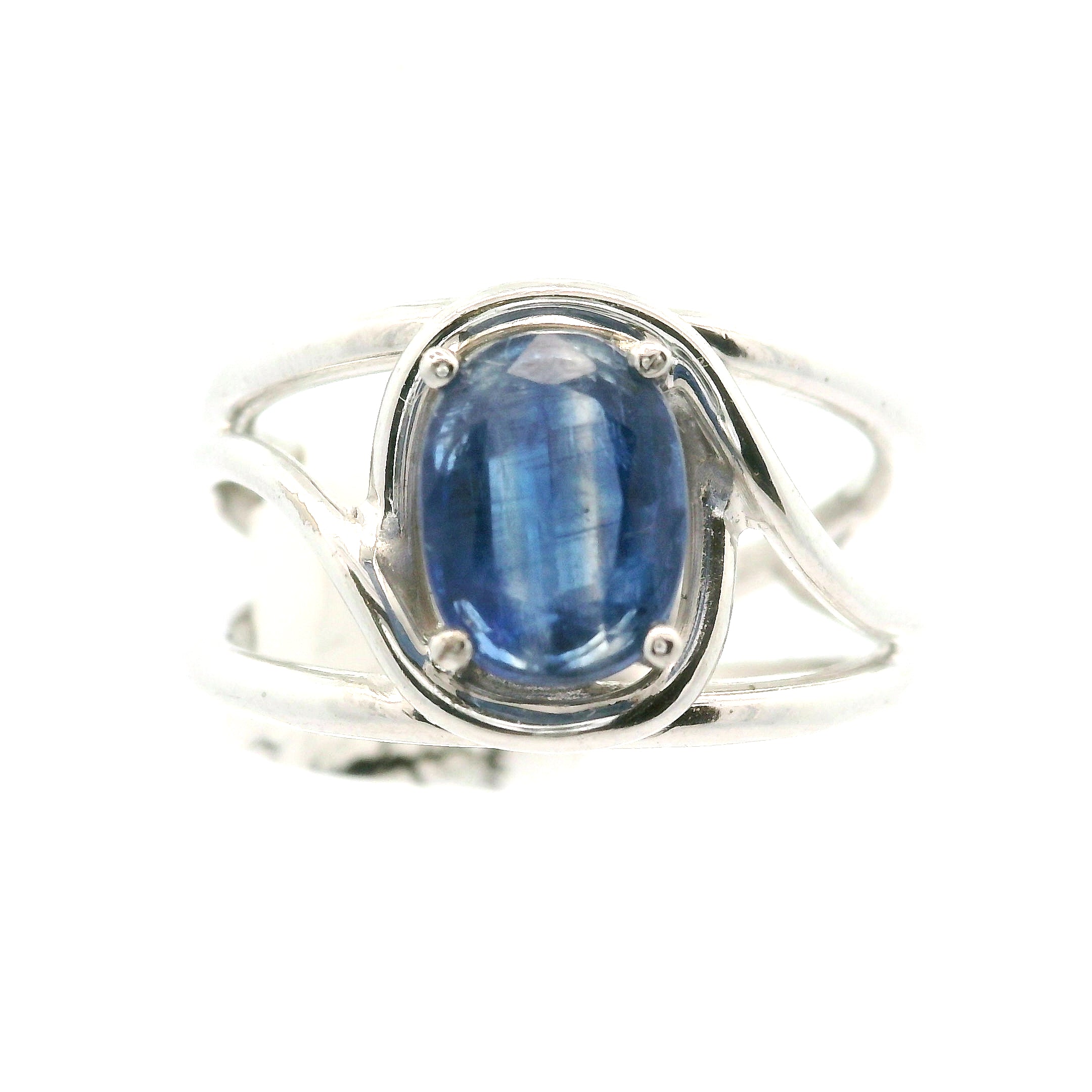 Kyanite Cuff Ring .925 Silver for Energetic Clearing and Purification
