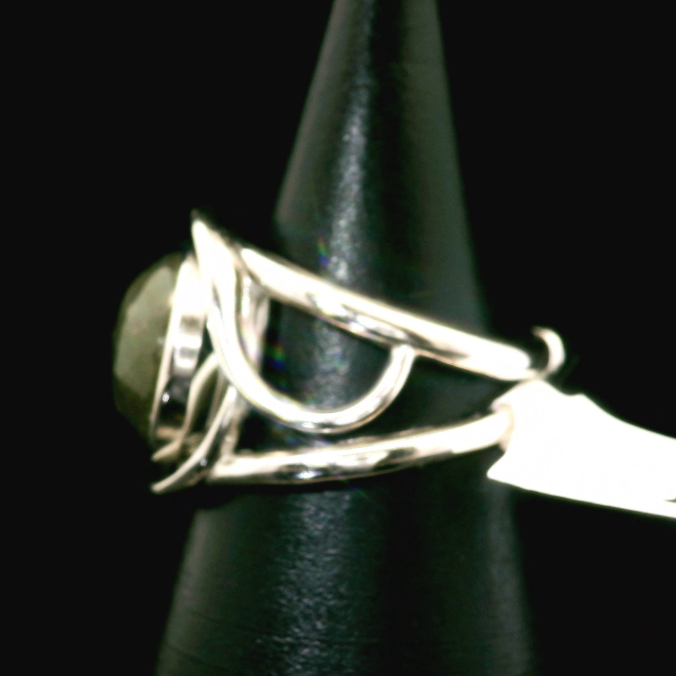 Labradorite Rose Cut Cuff Ring .925 Silver for Protection and Guidance