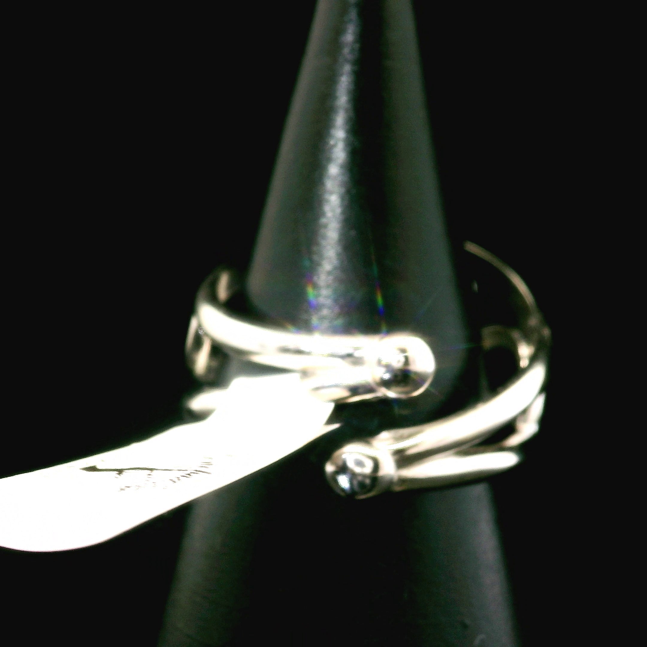 Labradorite Rose Cut Cuff Ring .925 Silver for Protection and Guidance