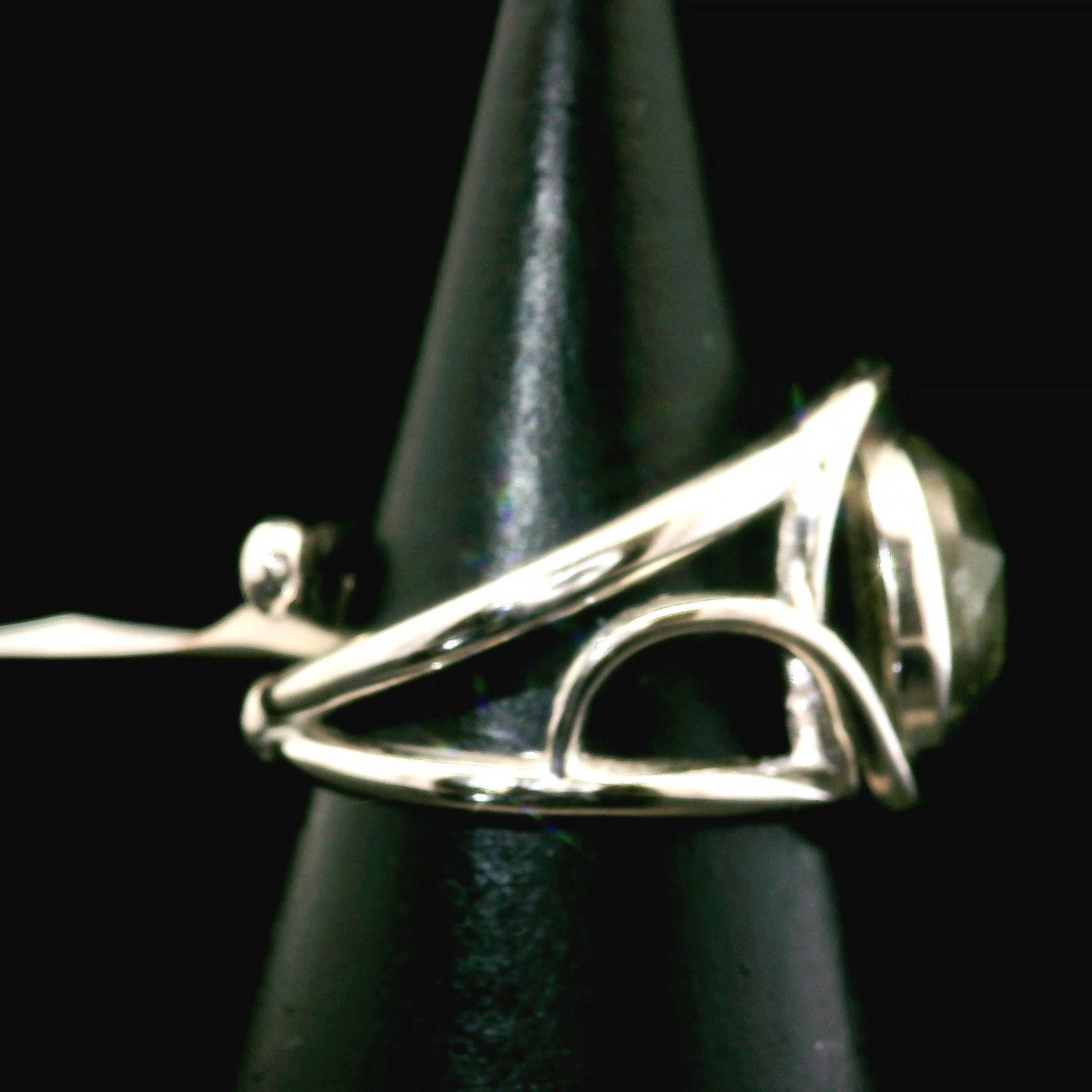 Labradorite Rose Cut Cuff Ring .925 Silver for Protection and Guidance