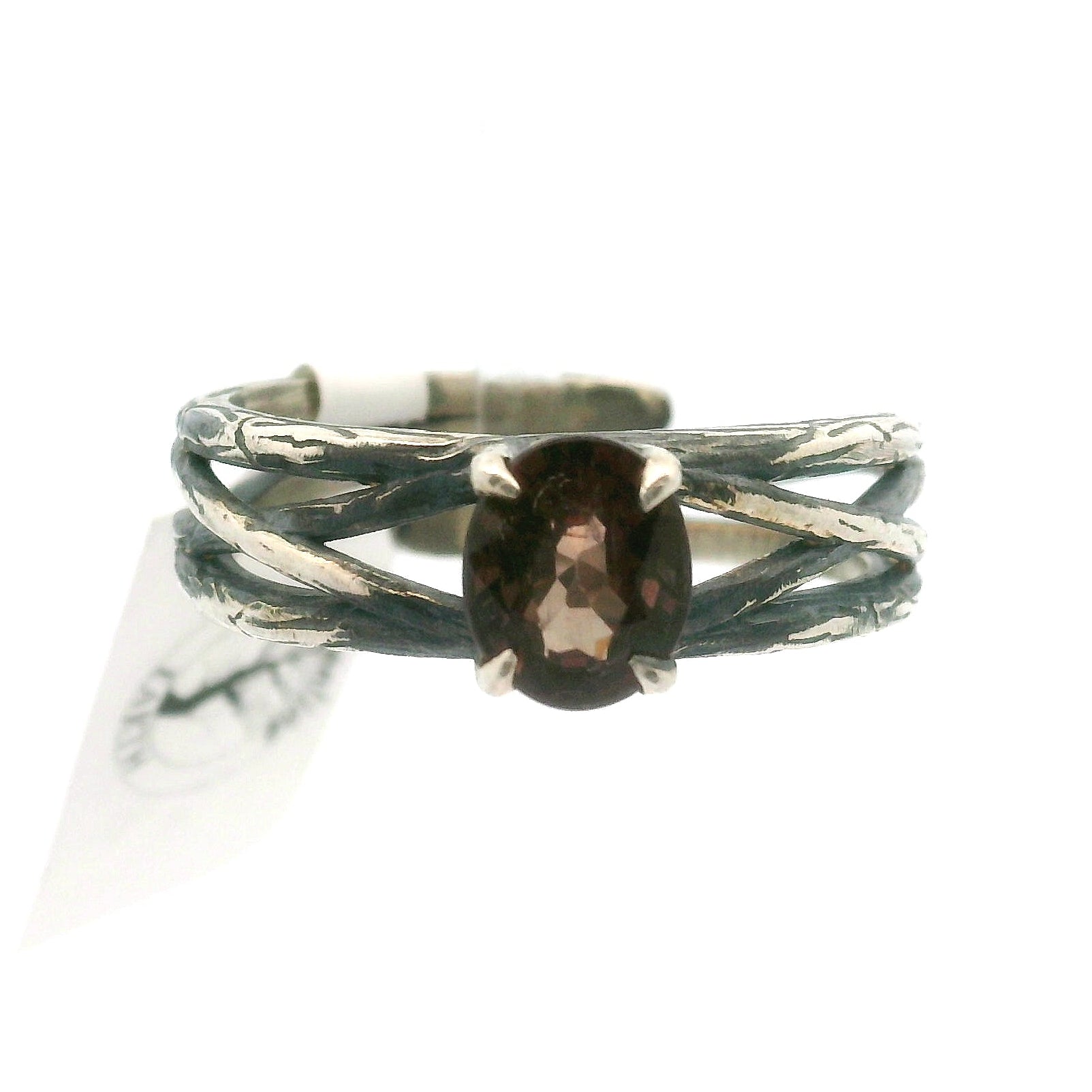 Bad Witch Andalusite Cuff Ring 925 Silver for Divine Connection, Harmony & Spiritual Awareness