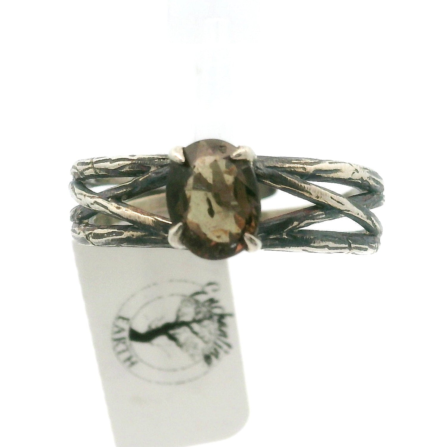 Bad Witch Andalusite Cuff Ring 925 Silver for Divine Connection, Harmony & Spiritual Awareness