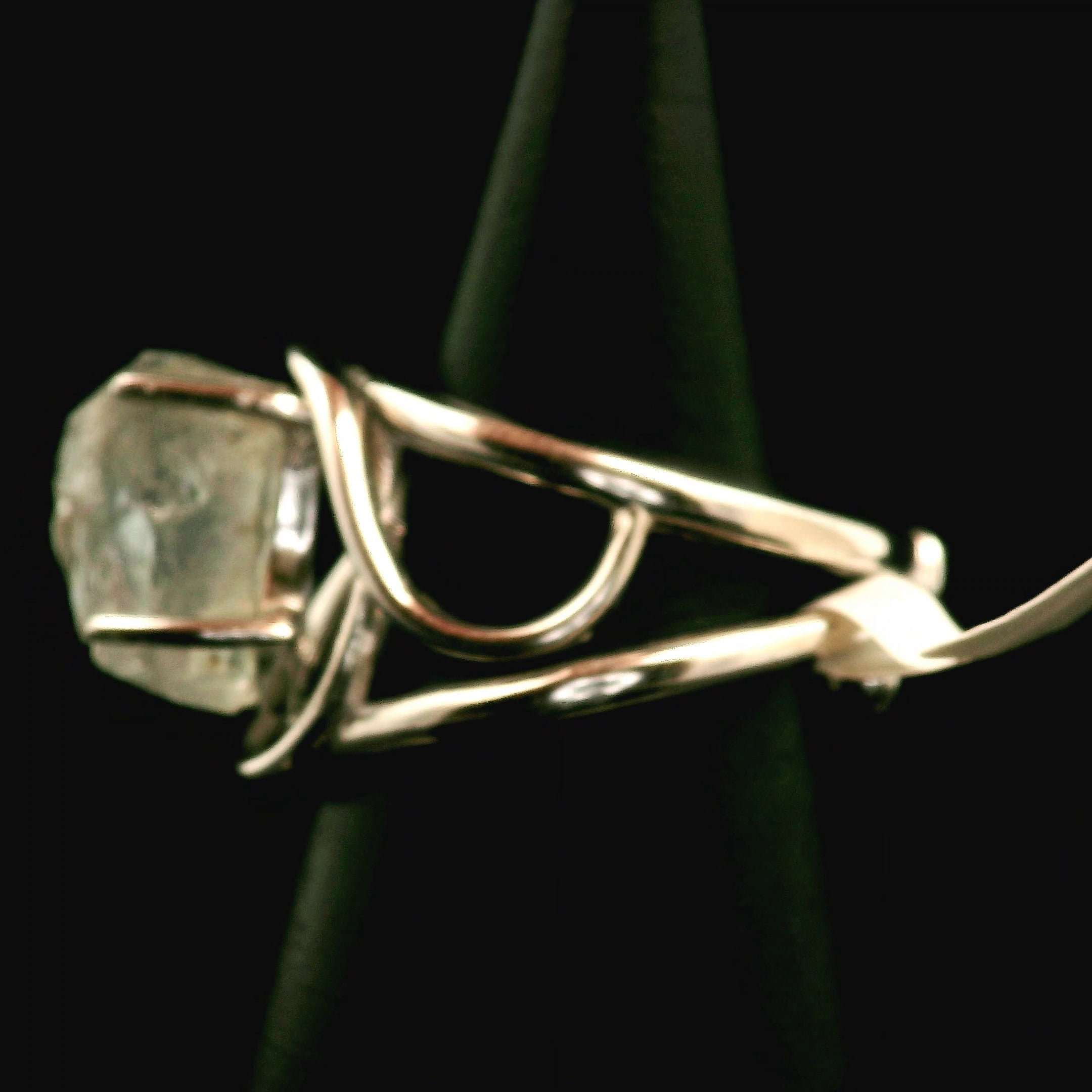 Ukrainian Blue Topaz Cuff Ring .925 Silver for Higher Levels of Awareness, Peaceful Communication and Clarity