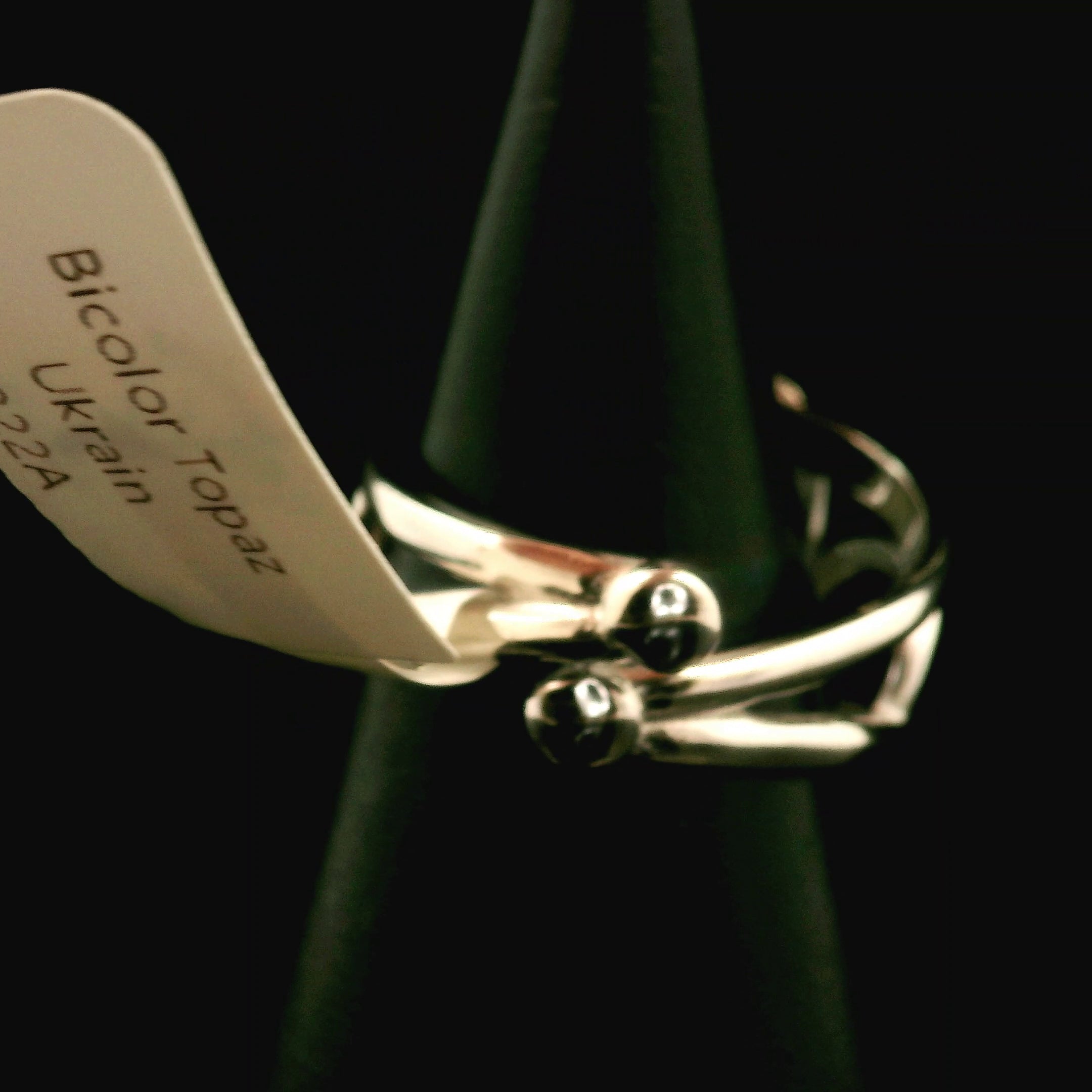 Ukrainian Blue Topaz Cuff Ring .925 Silver for Higher Levels of Awareness, Peaceful Communication and Clarity