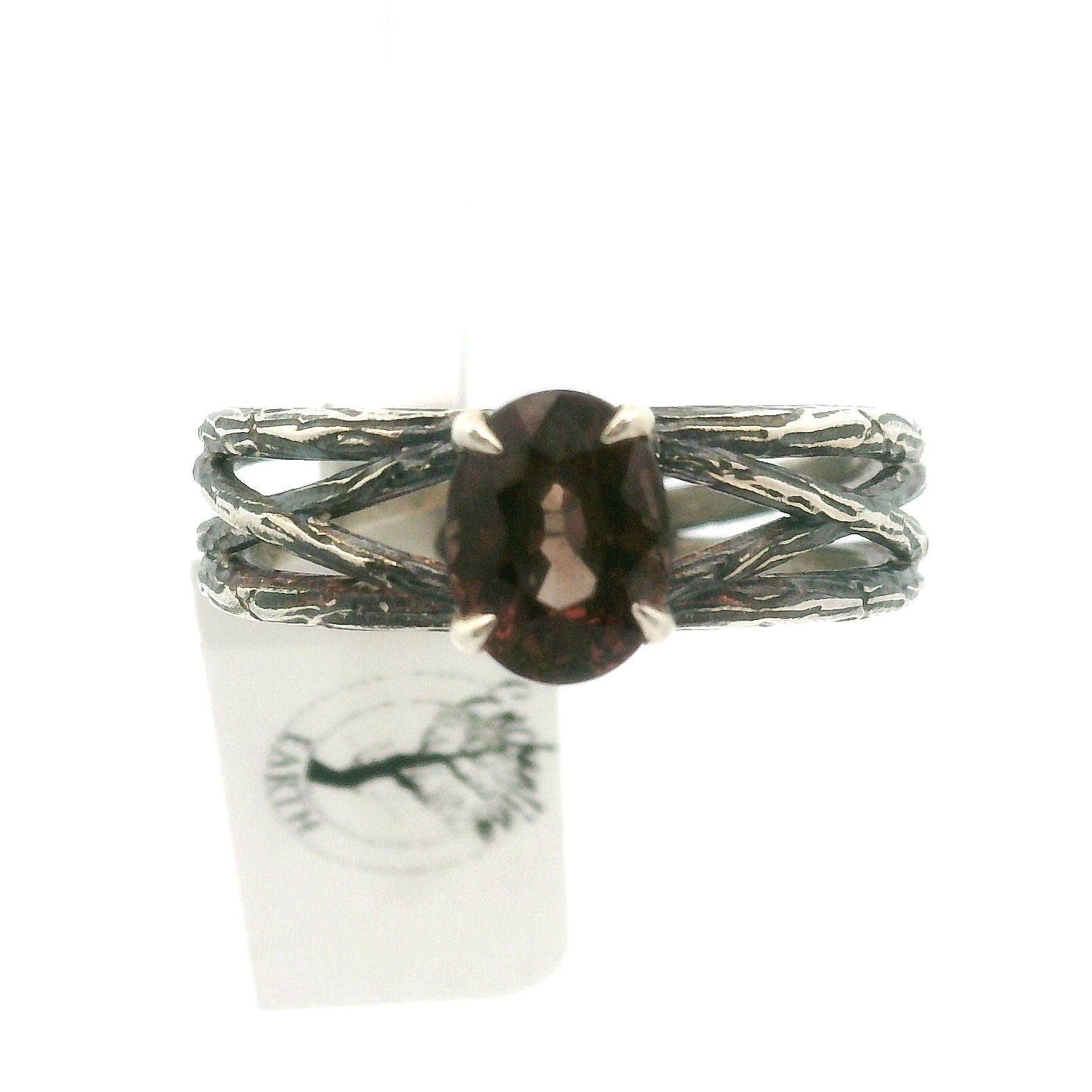 Bad Witch Andalusite Cuff Ring 925 Silver for Divine Connection, Harmony & Spiritual Awareness