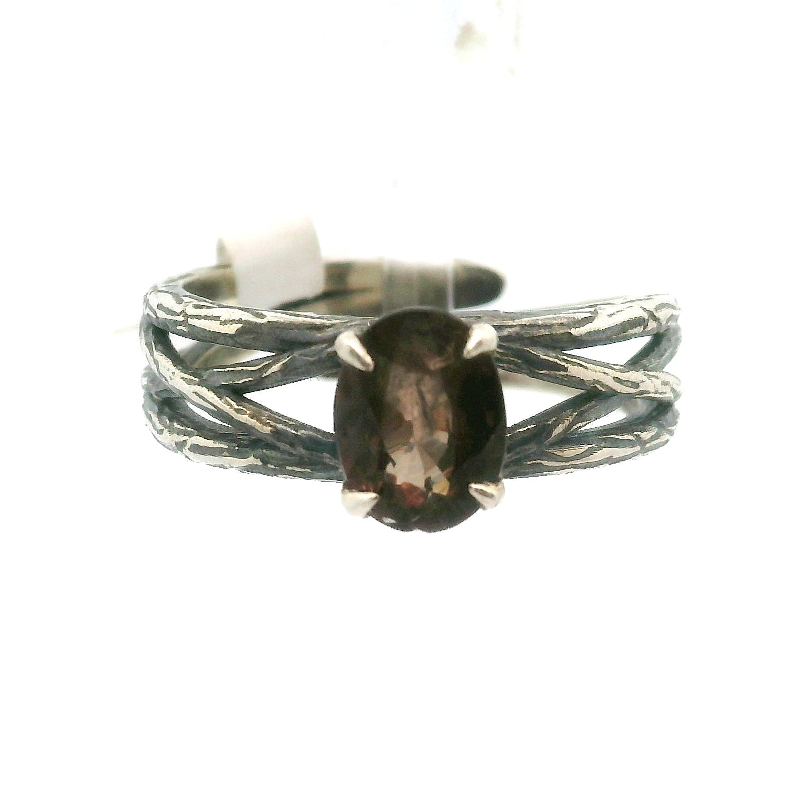 Bad Witch Andalusite Cuff Ring 925 Silver for Divine Connection, Harmony & Spiritual Awareness