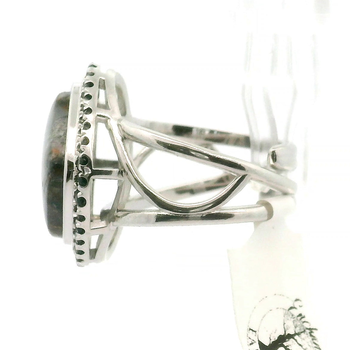 Gem Silica with Copper and Black Spinel Pavé Cuff Ring .925 Silver for Empowerment, Harmony and Truth