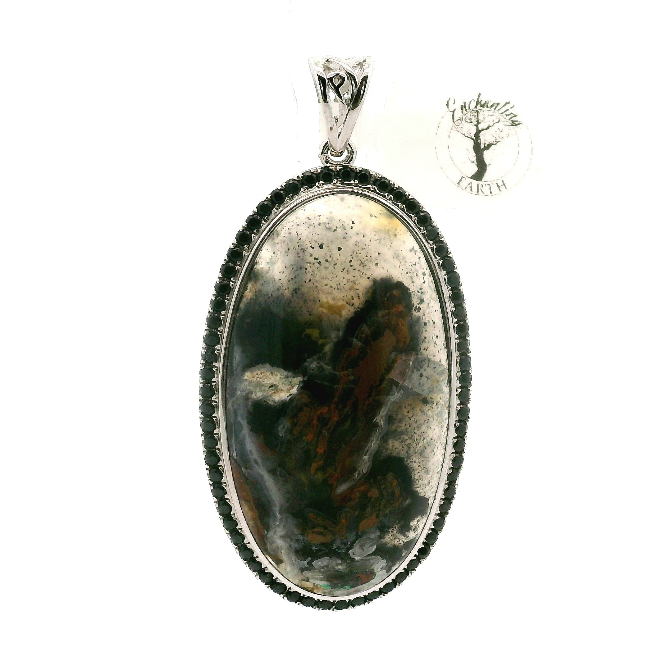 Gem Silica with Copper and Pavé Pendant .925 Silver for Empowerment, Harmony and Truth